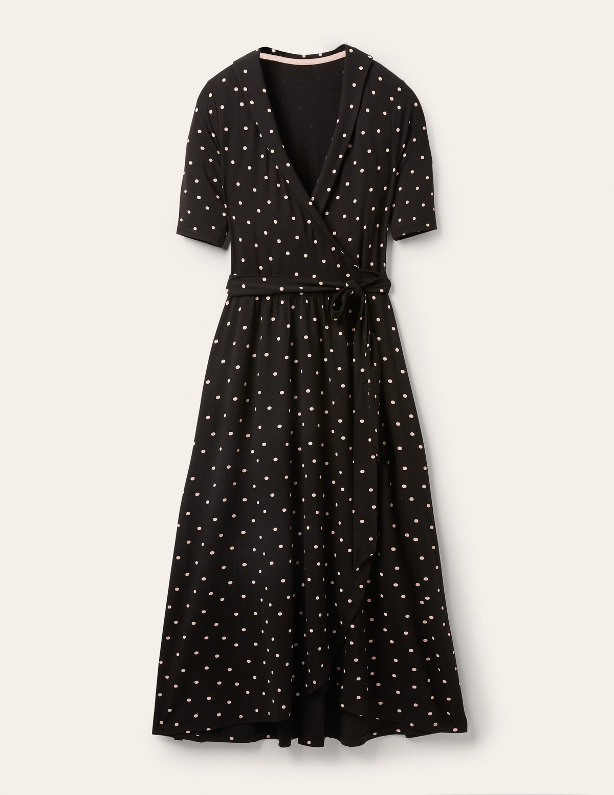 Lavinia Jersey Wrap Dress-Black, Polka Dot - Image 5