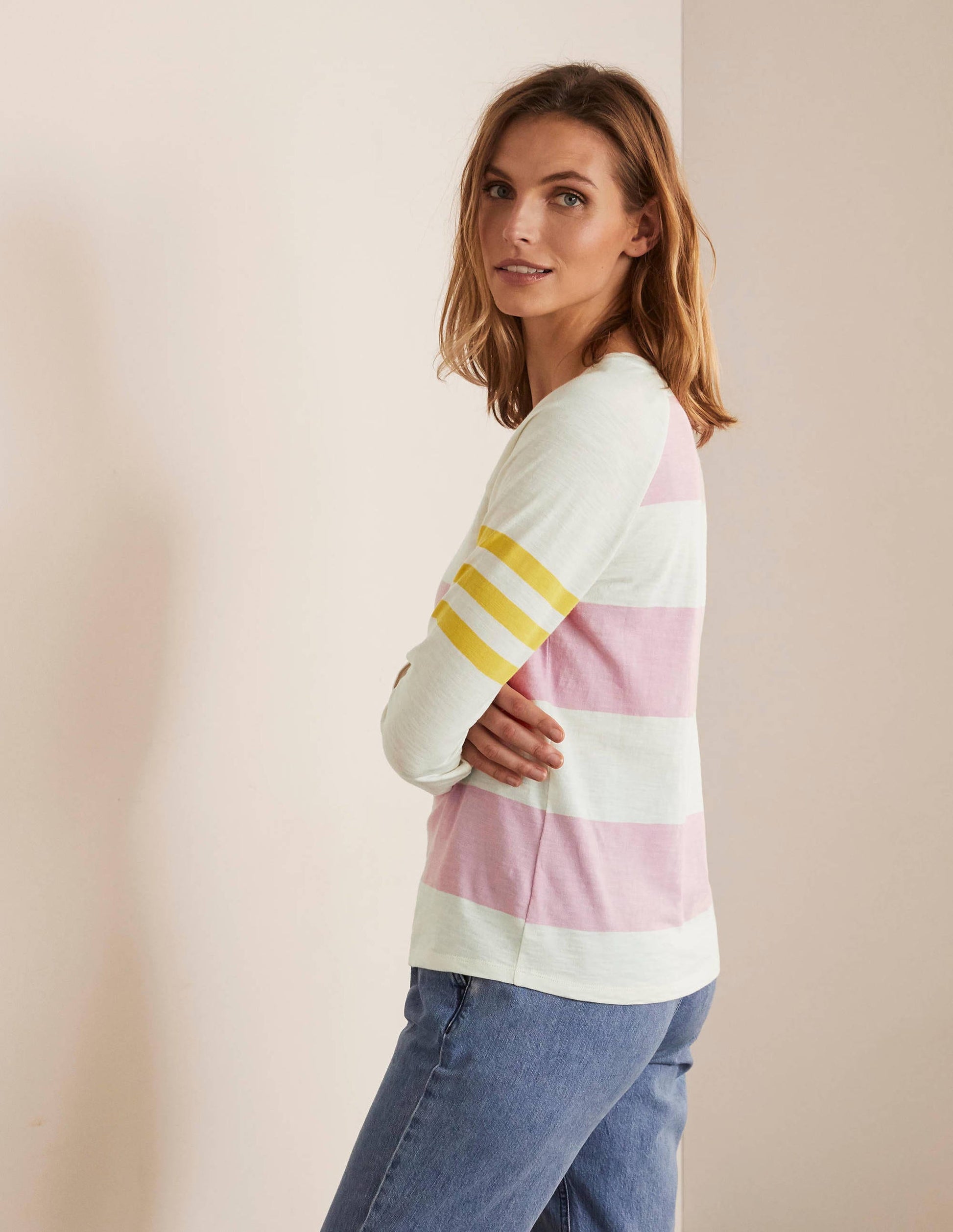 Lorna Baseball Jersey Top-Soft Peony and Ivory-3