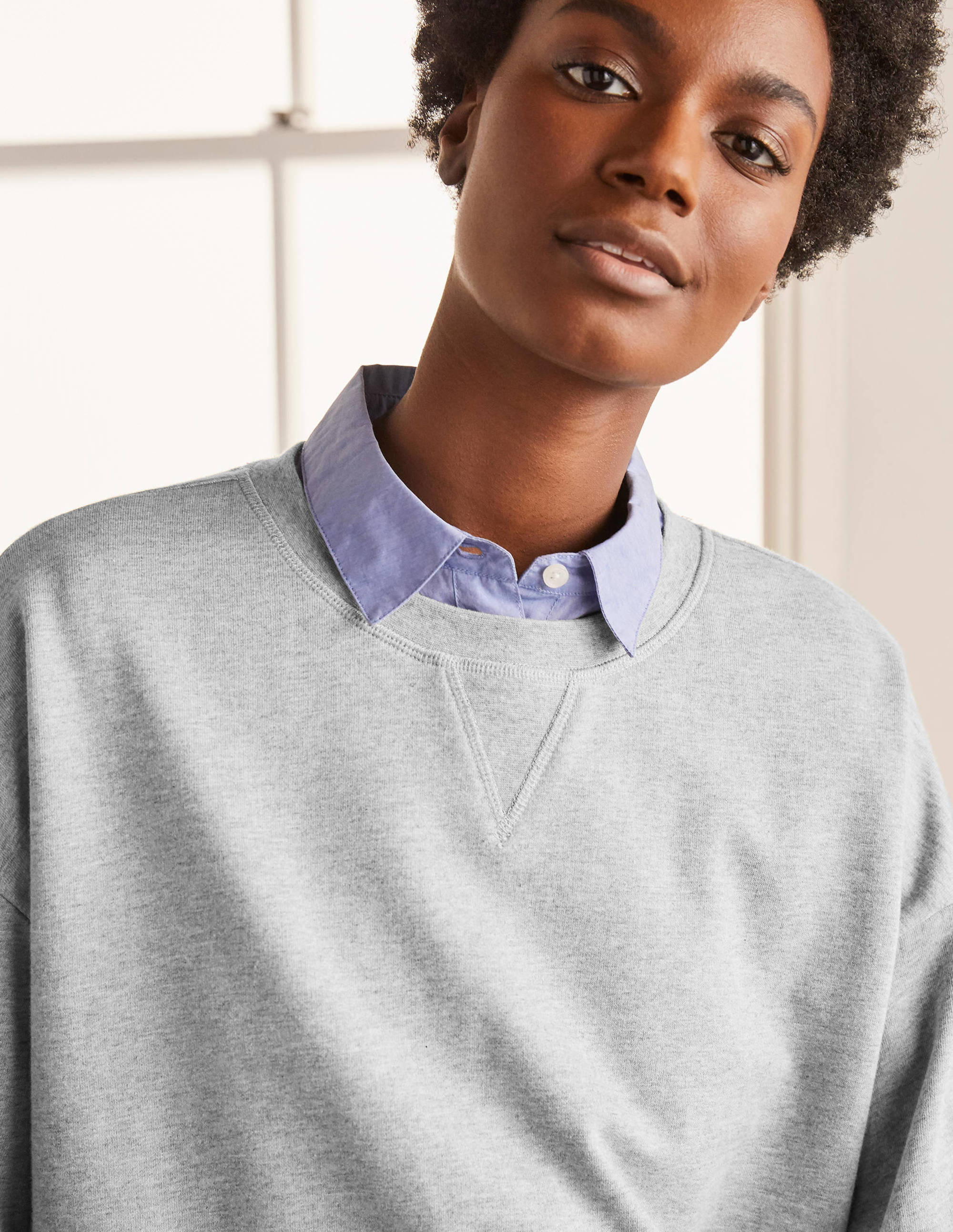 Cropped Sweatshirt-Grey Marl - Image 1