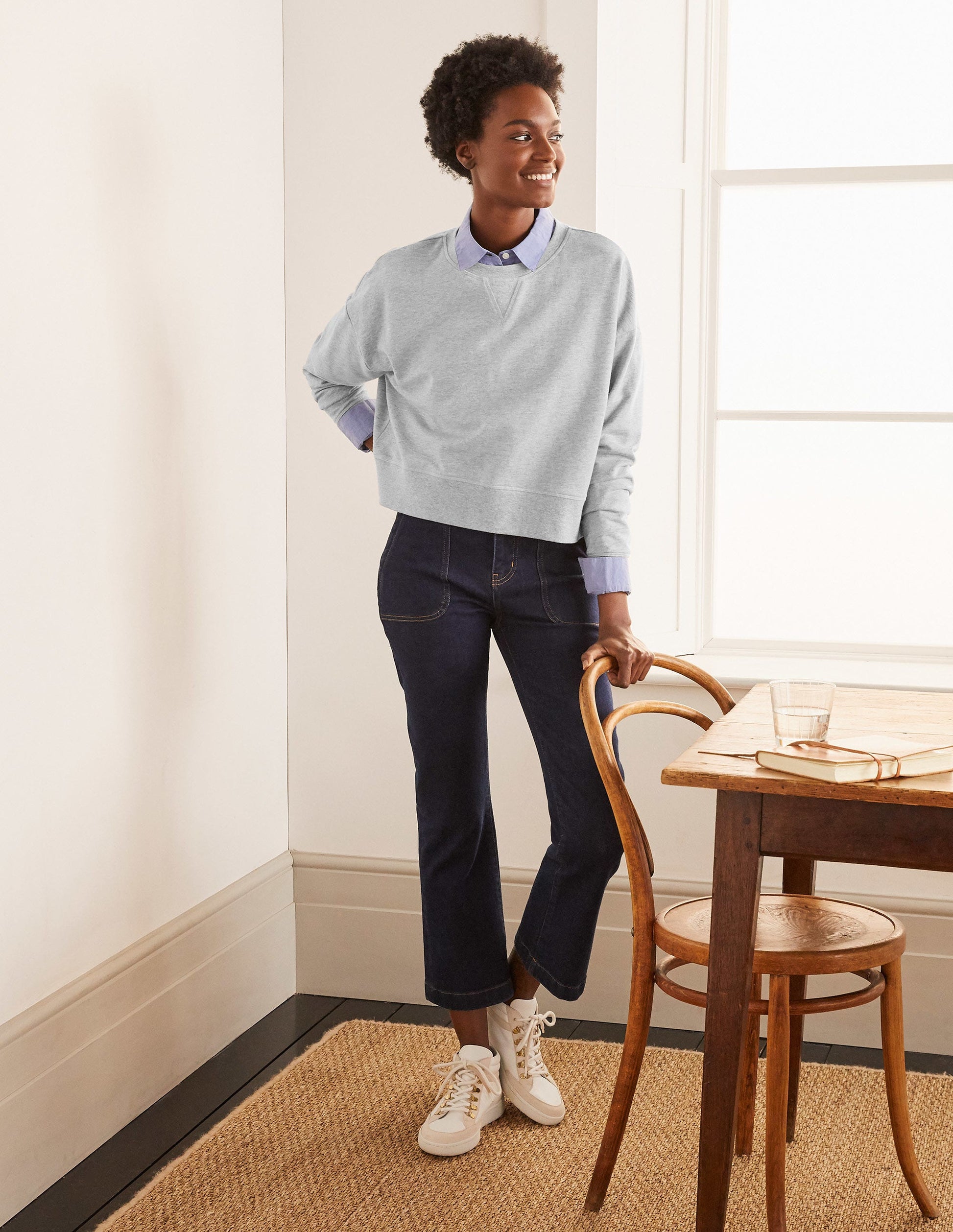Cropped Sweatshirt-Grey Marl-2