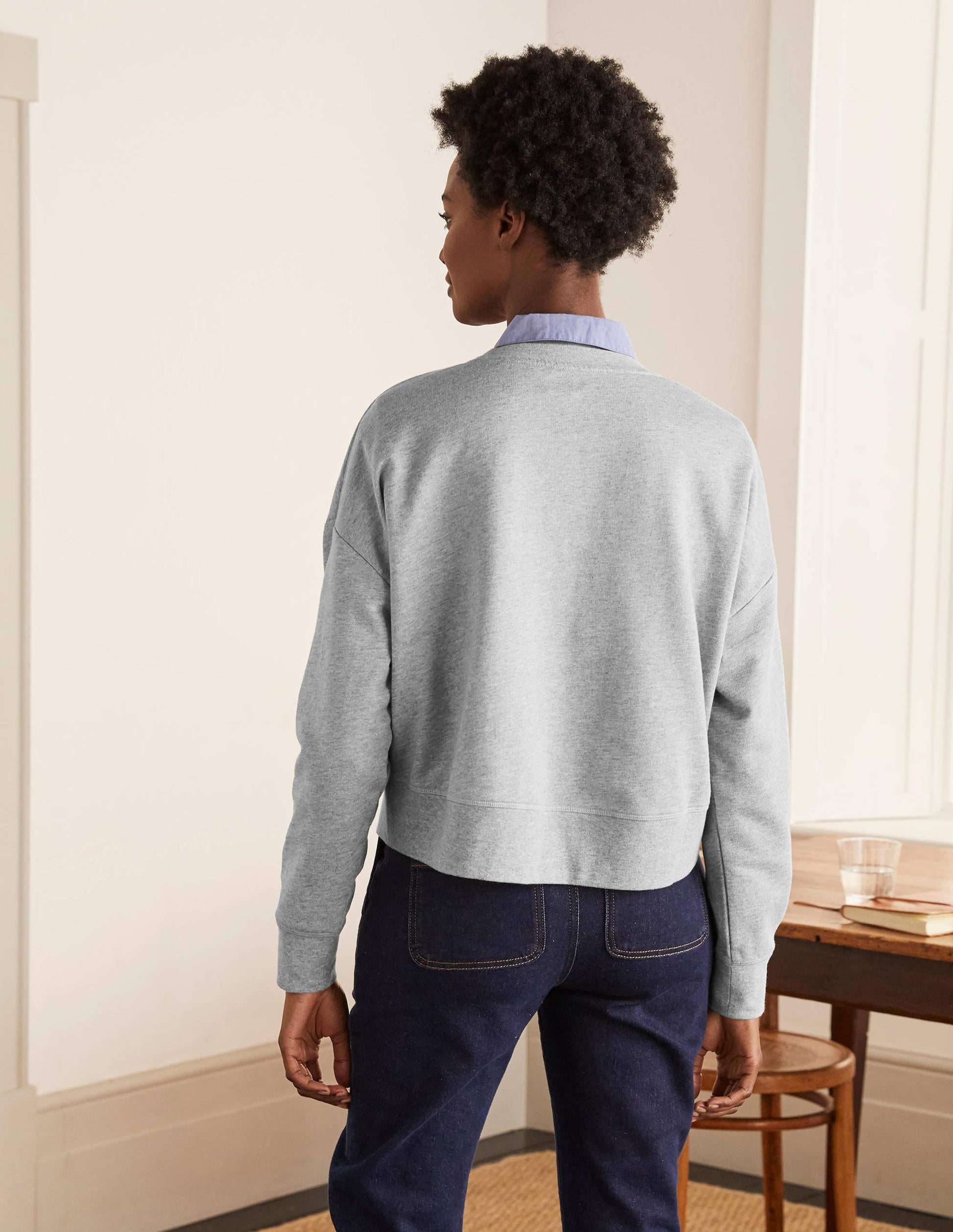 Cropped Sweatshirt-Grey Marl-3