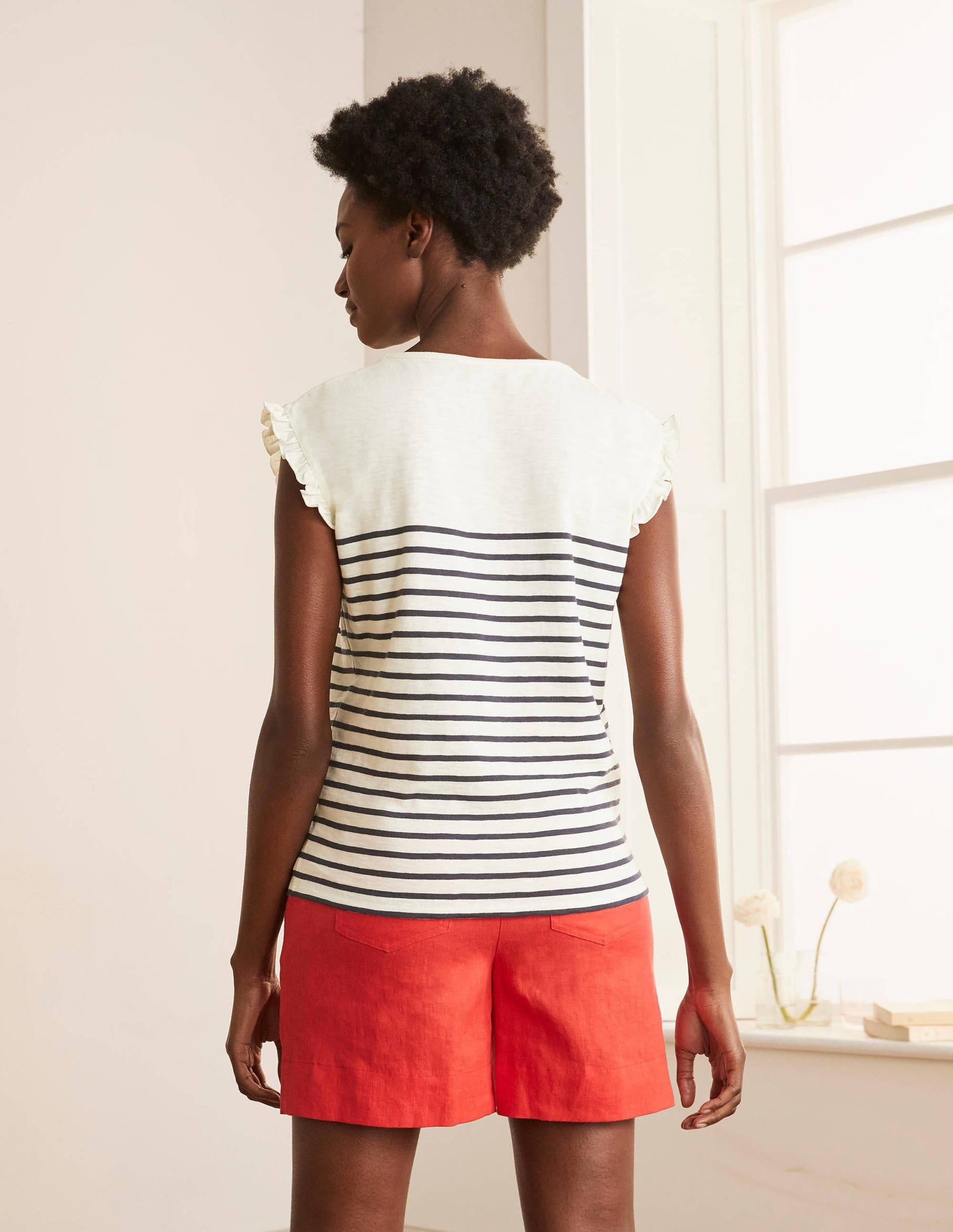 Faye Jersey Top-Ivory/ Navy-3