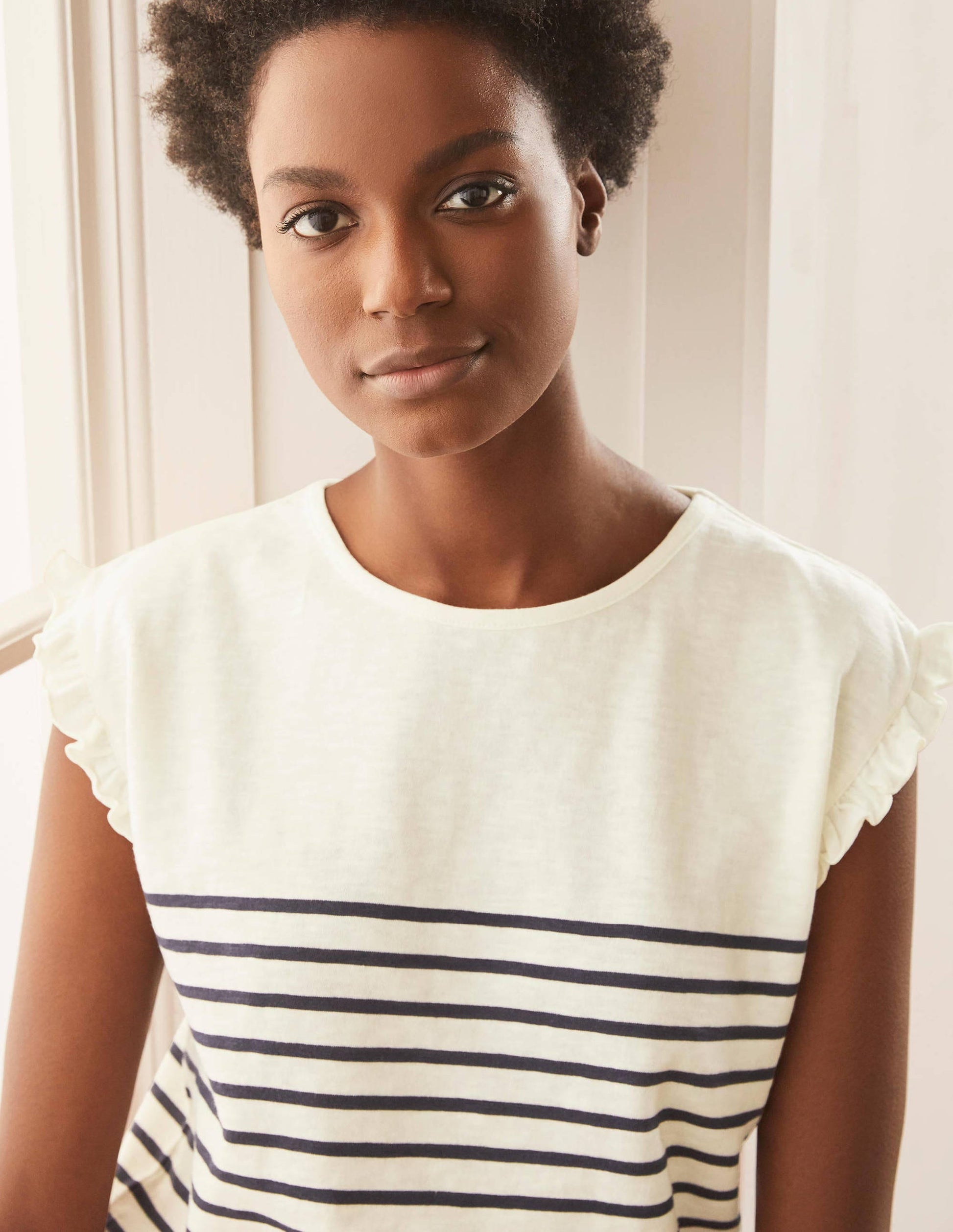 Faye Jersey Top-Ivory/ Navy-4
