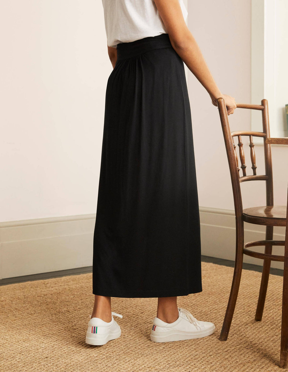 Ruched Waist Skirt-Black-3