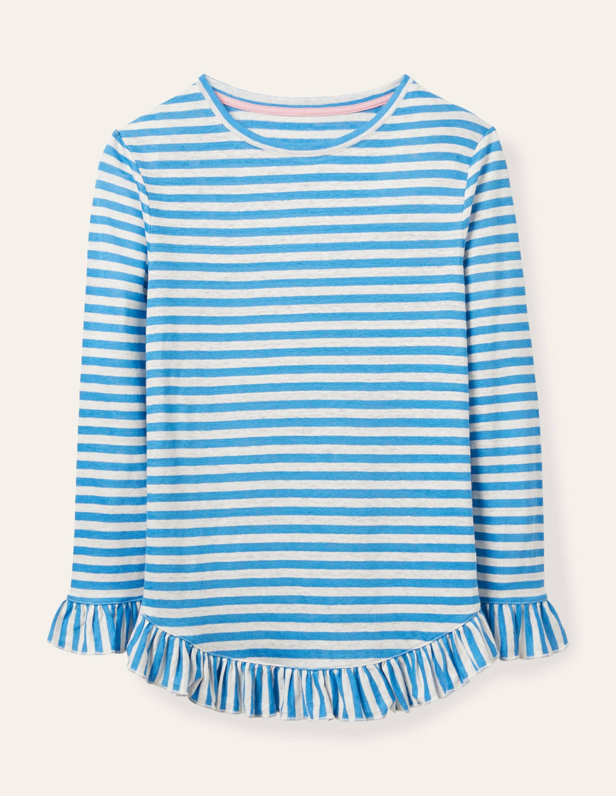 Dorothy Linen Jersey Top-Moroccan Blue/ Ivory - Image 7