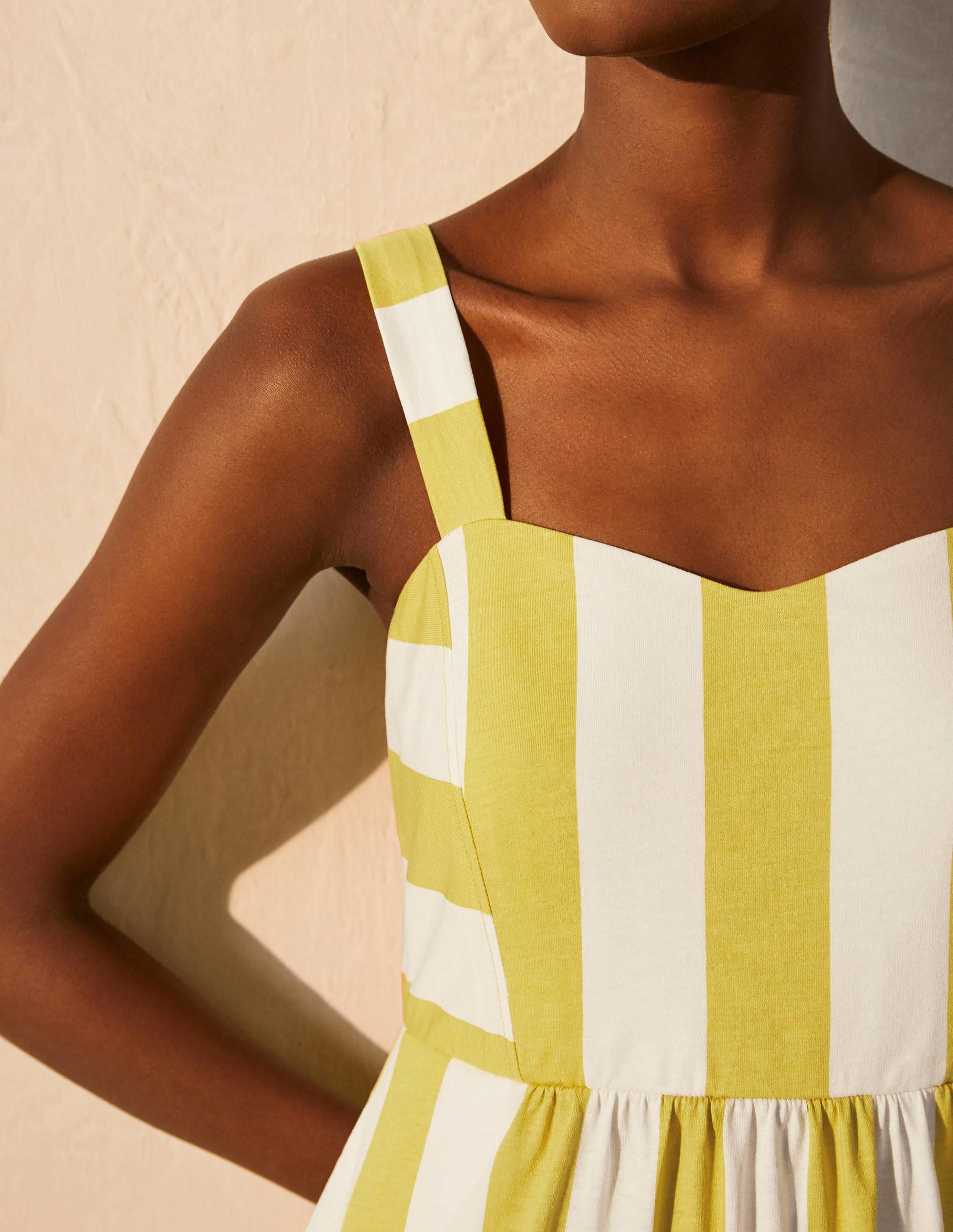 Lucy Jersey Stripe Dress-Chartreuse Ivory Stripe - Image 4