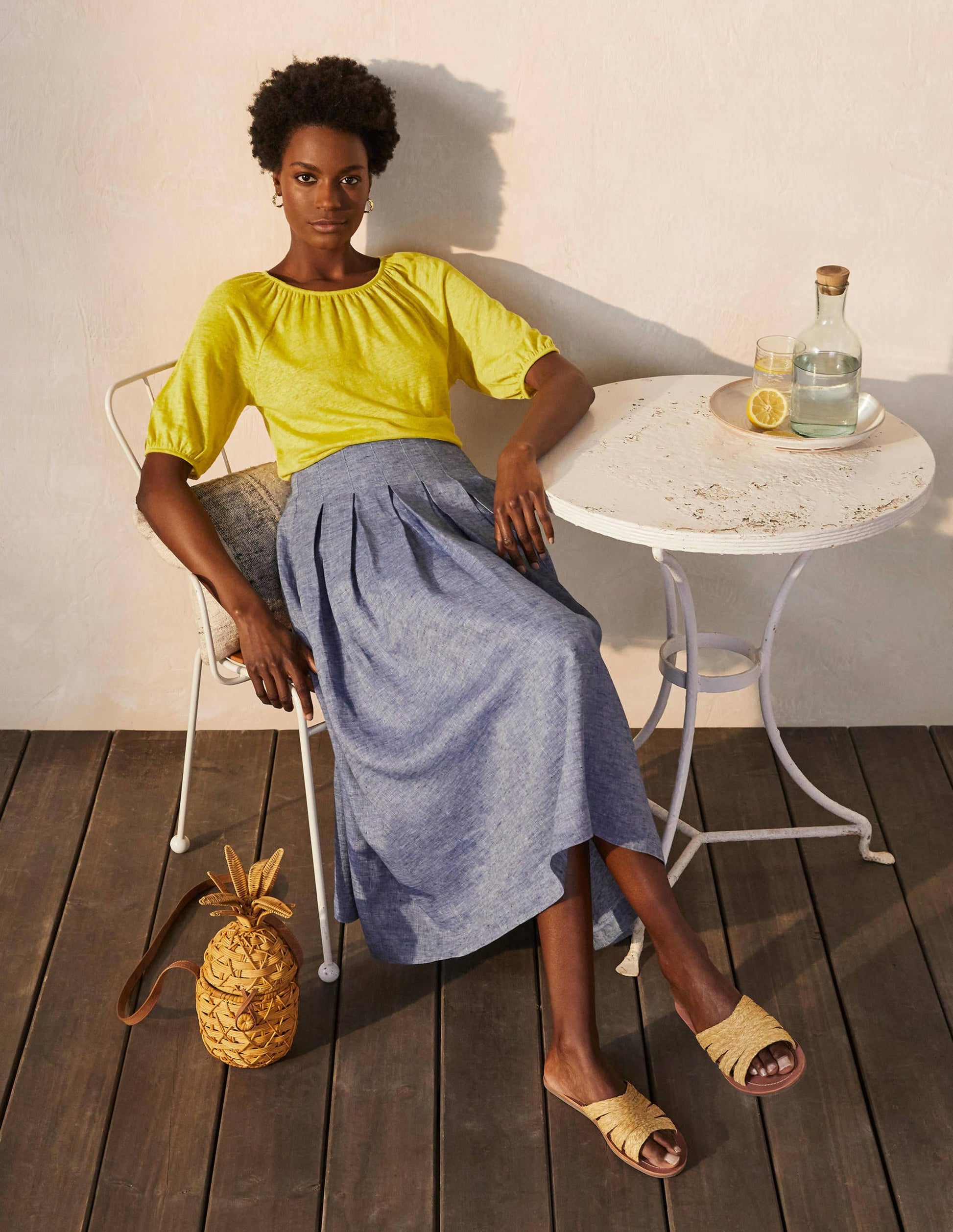 Tabitha Linen Jersey Top-Chartreuse-2