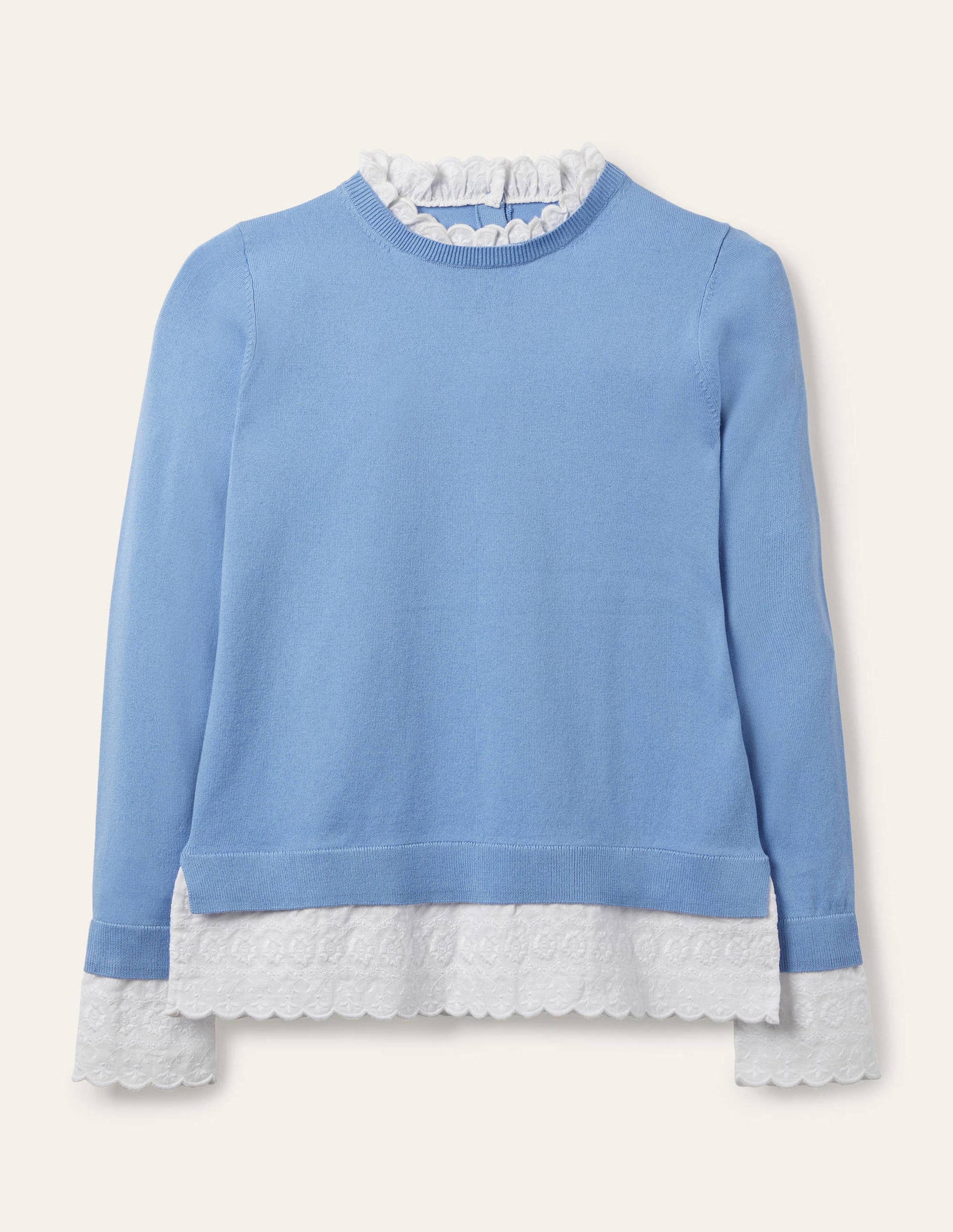 Lauderdale Cotton Frill Jumper-Hazy Blue-5