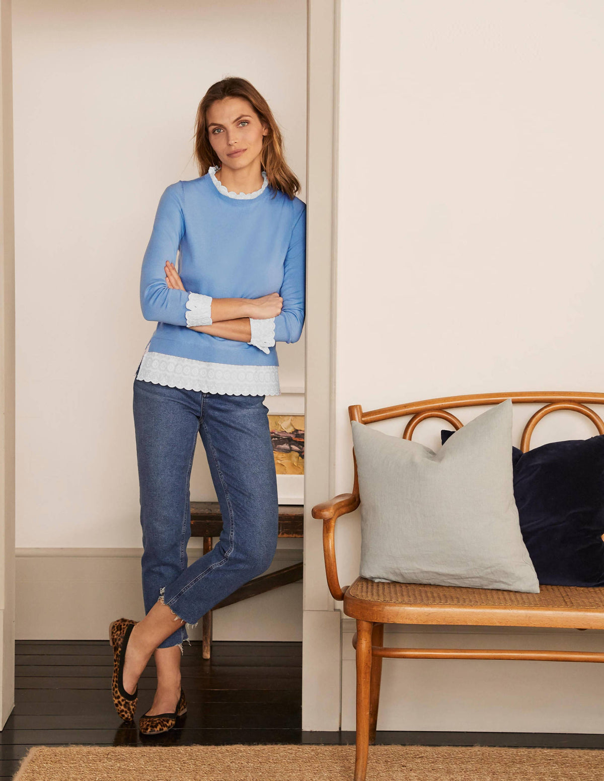 Lauderdale Cotton Frill Jumper-Hazy Blue - Image 2