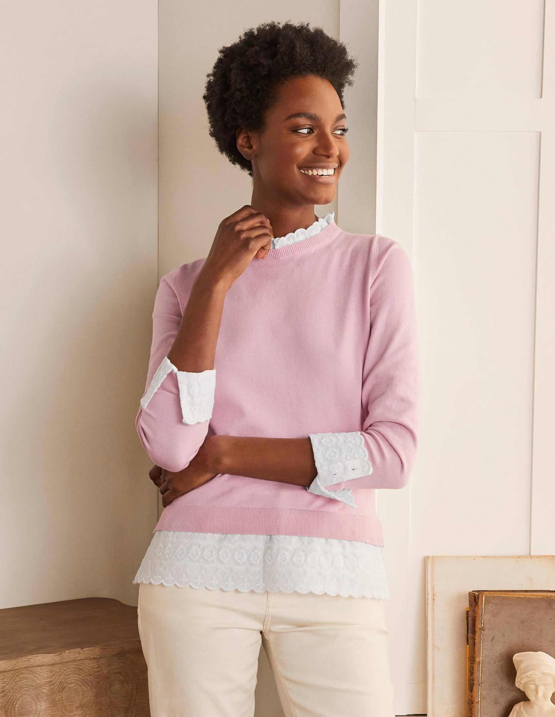 Lauderdale Cotton Frill Jumper-Soft Peony-2