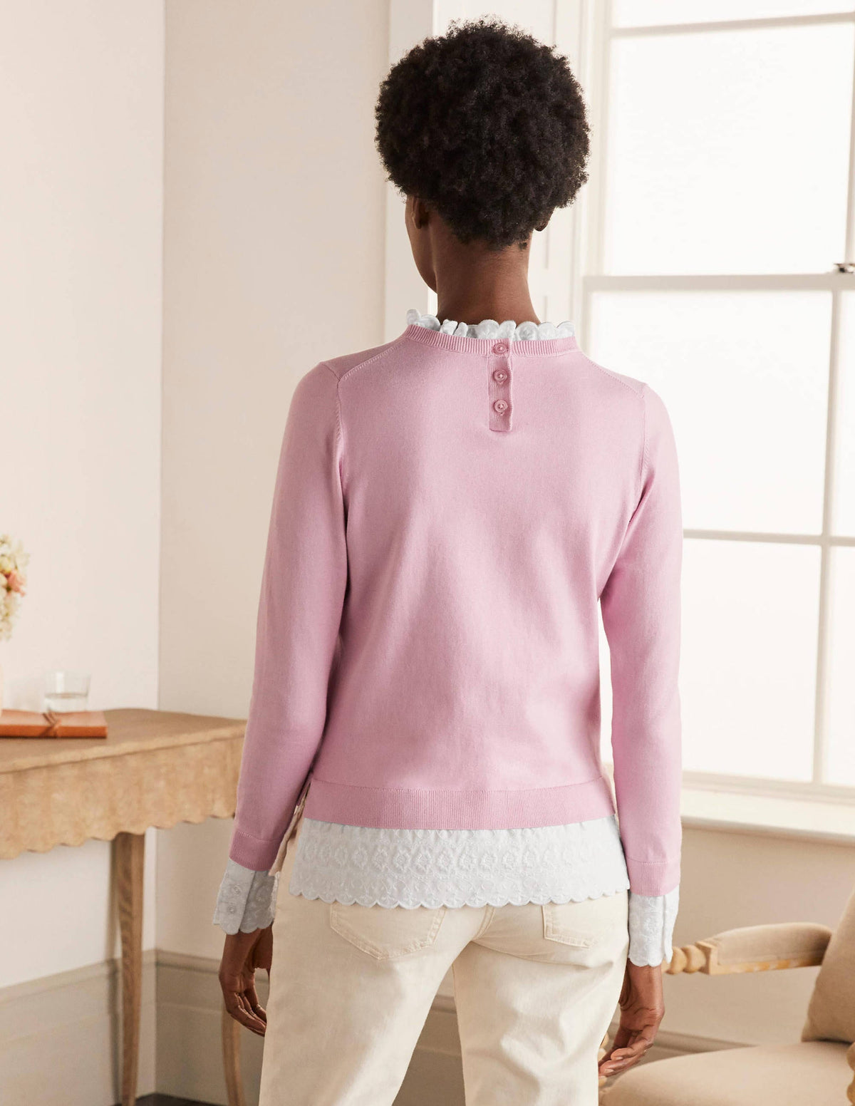 Lauderdale Cotton Frill Jumper-Soft Peony - Image 3