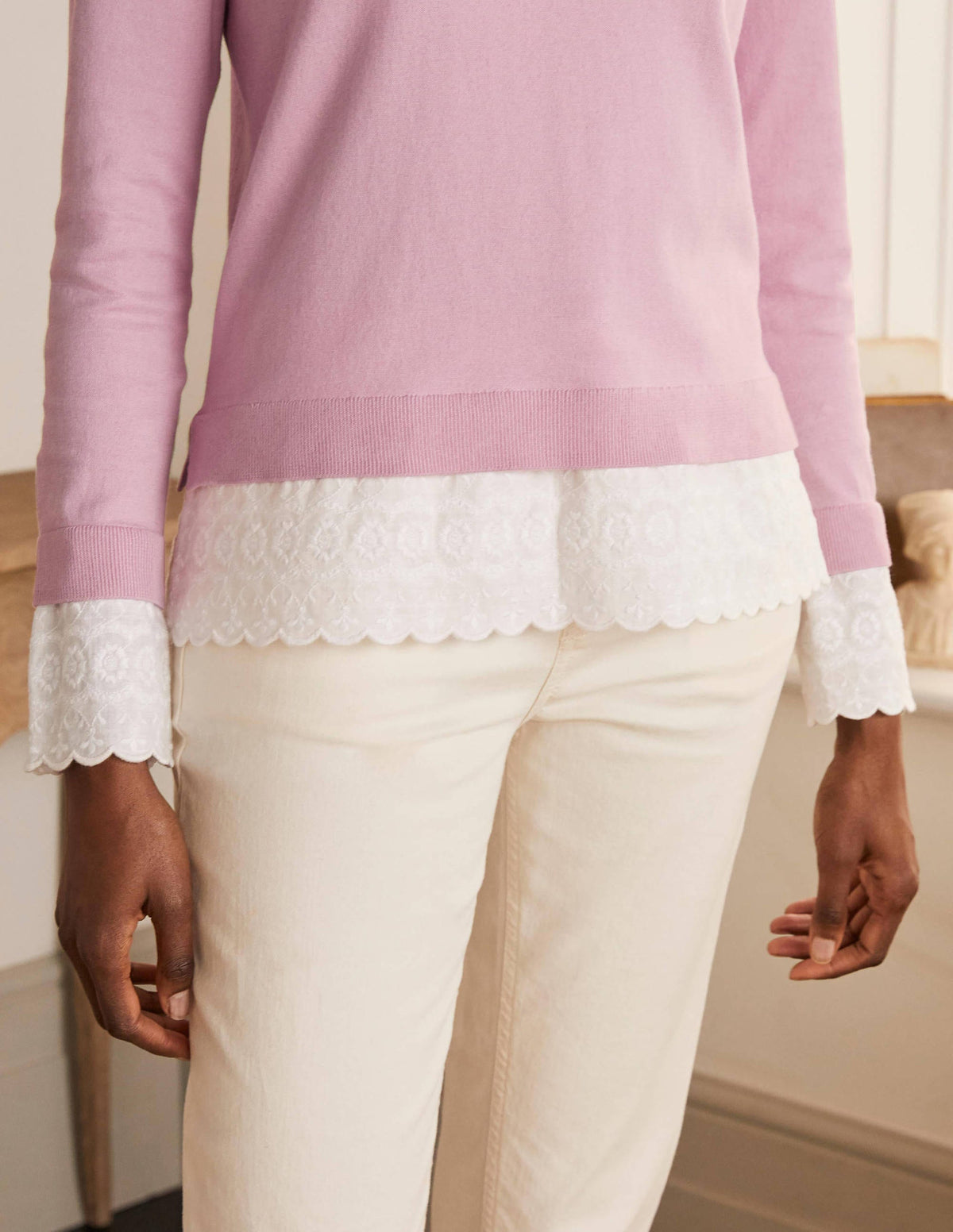 Lauderdale Cotton Frill Jumper-Soft Peony-4