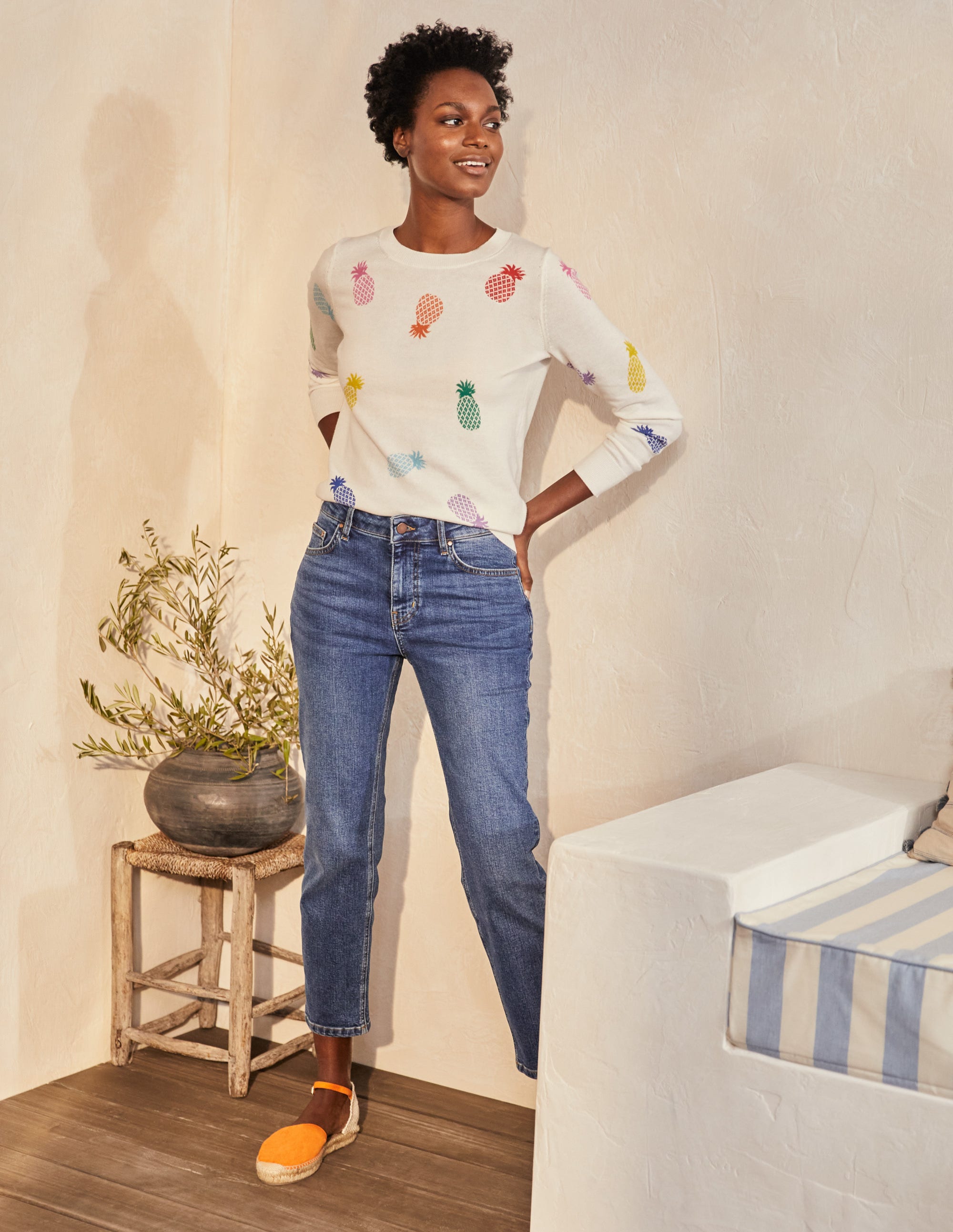 Banbury Cotton Jumper-Ivory Pineapples - Image 1