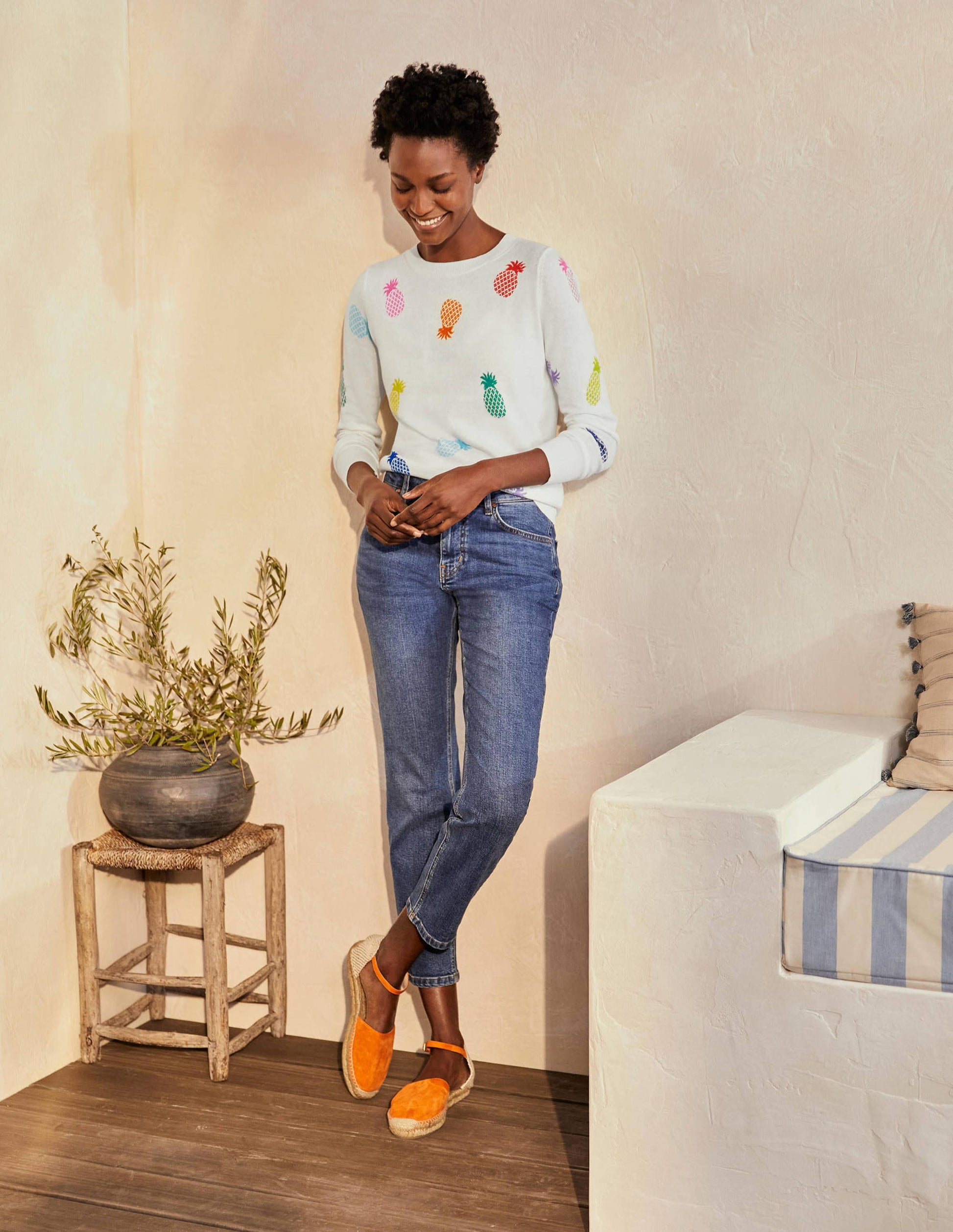 Banbury Cotton Jumper-Ivory Pineapples-2