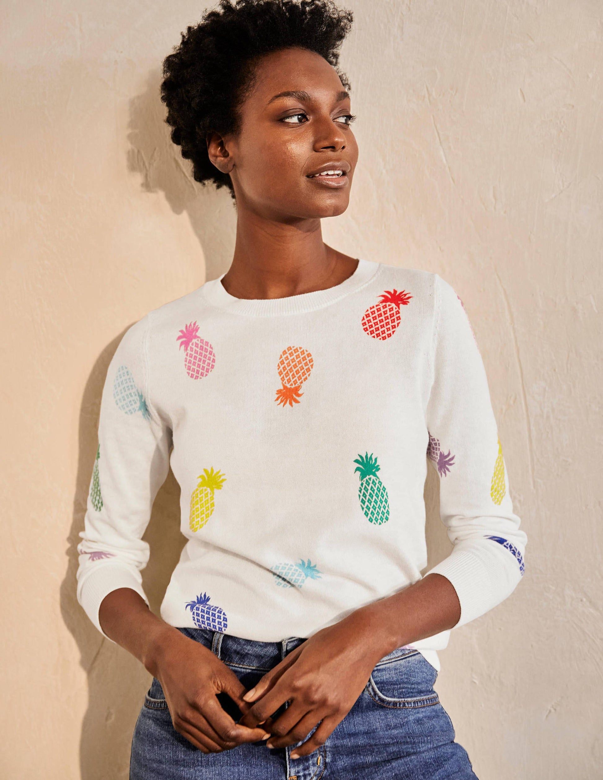 Banbury Cotton Jumper-Ivory Pineapples-4
