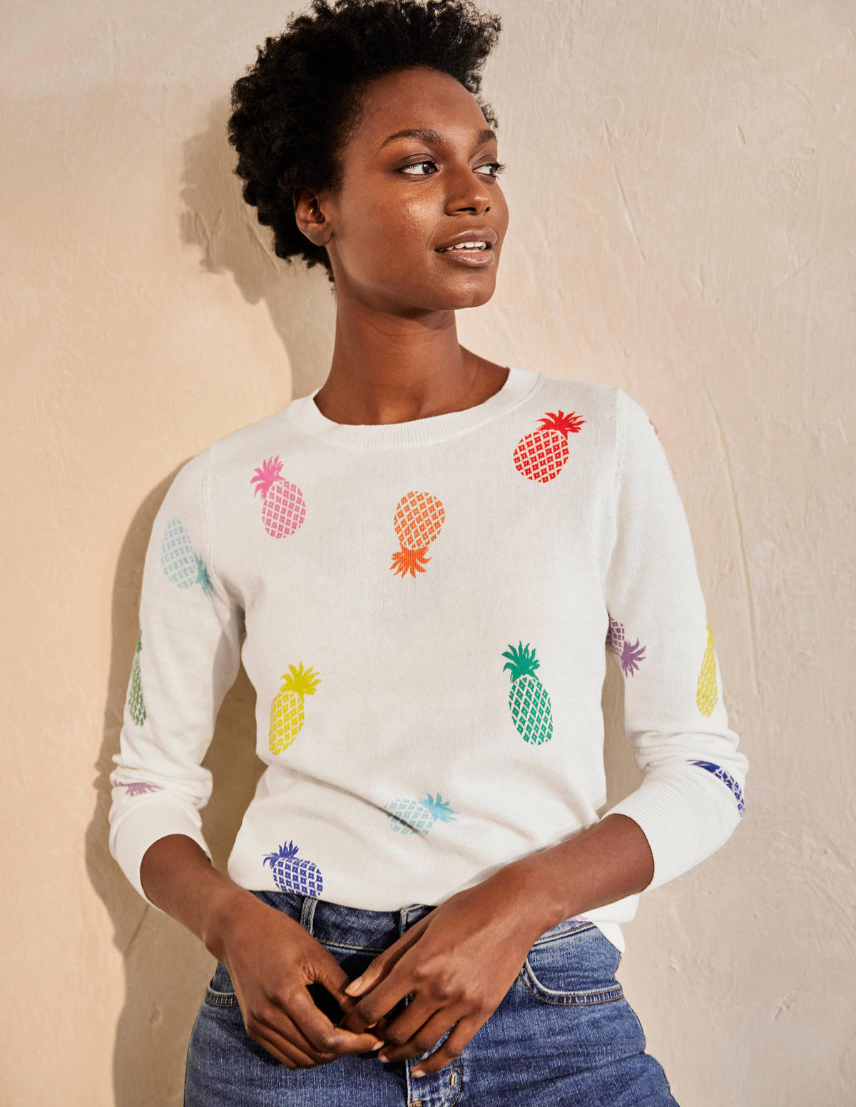 Banbury Cotton Jumper-Ivory Pineapples - Image 4
