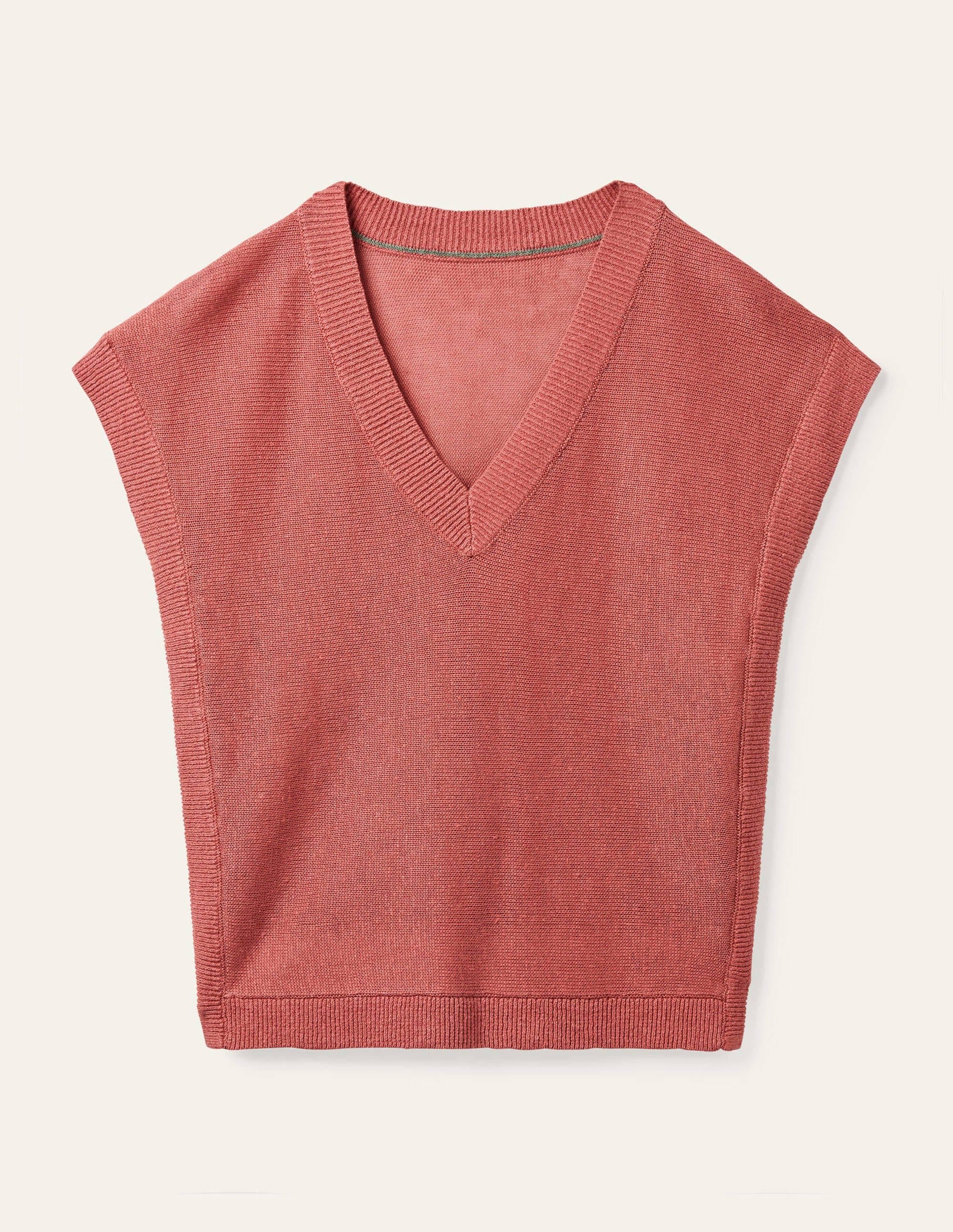 Anglesey Ribbed Linen Tee-Dusty Red - Image 6