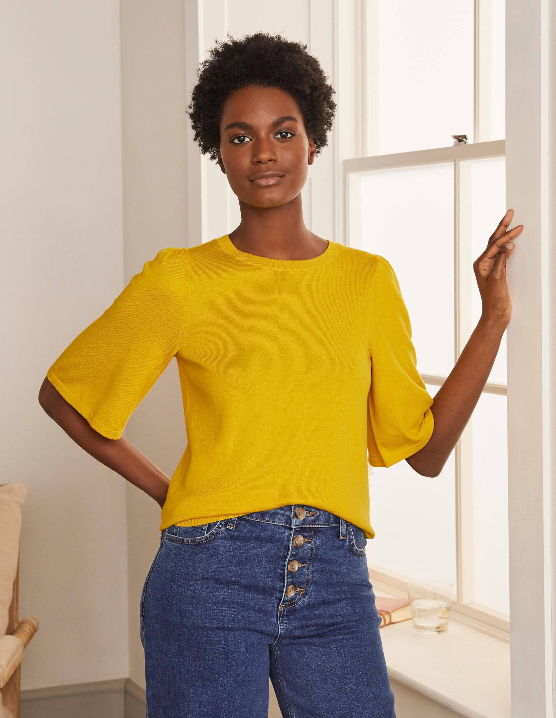 Abbotsbury Knitted Tee-Daffodil-1
