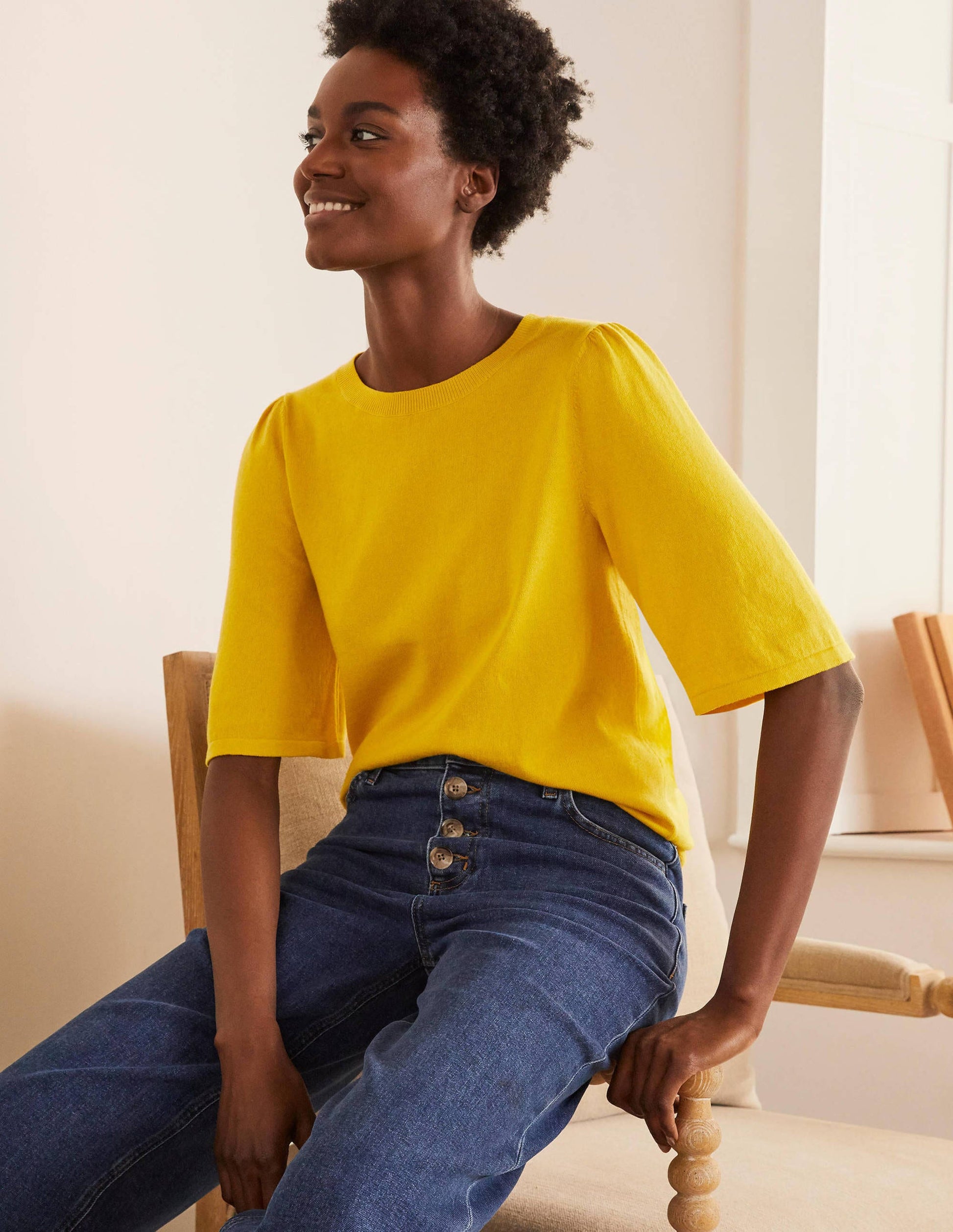 Abbotsbury Knitted Tee-Daffodil-2