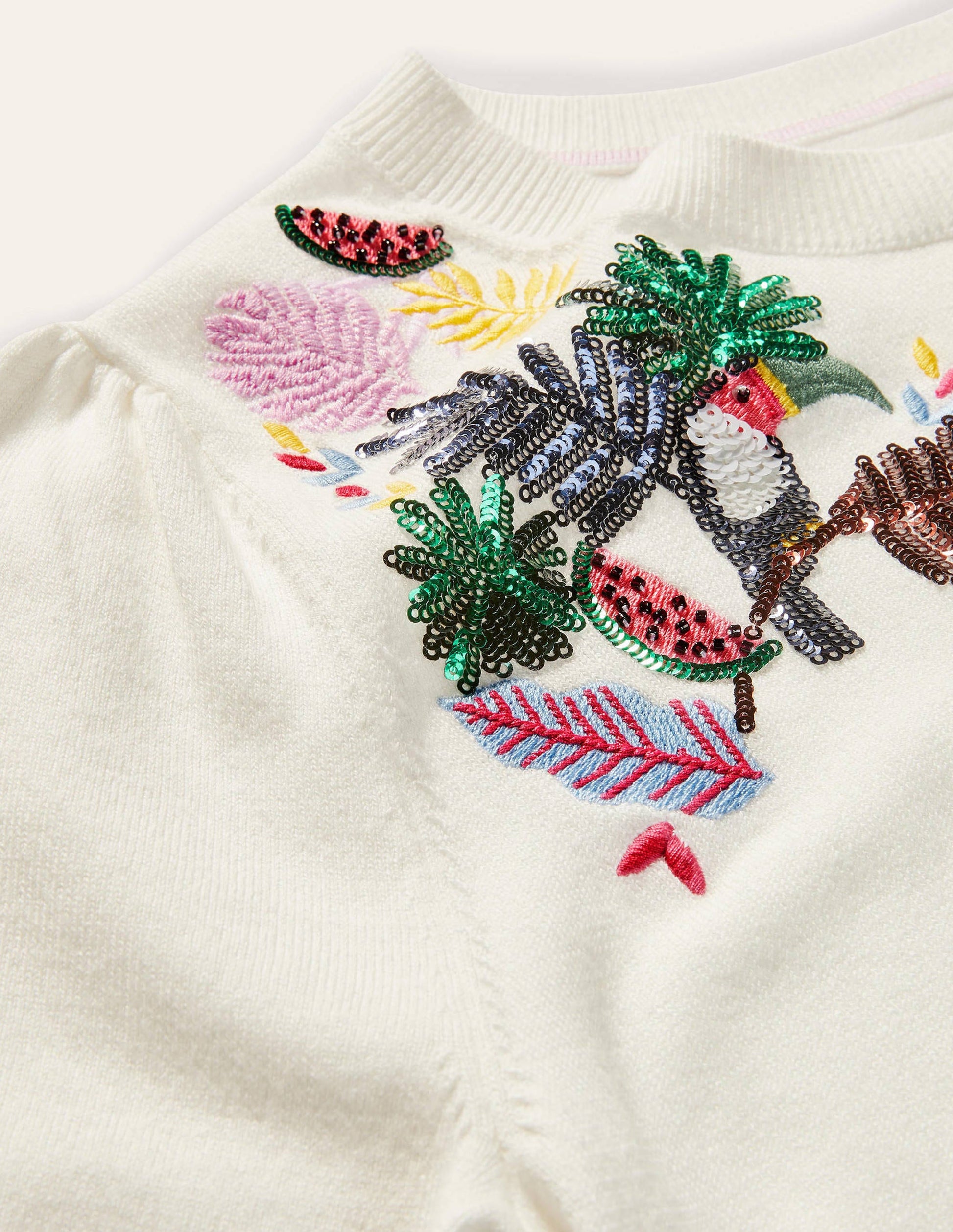 Belsay Embroidered Knitted Tee-Ivory-6