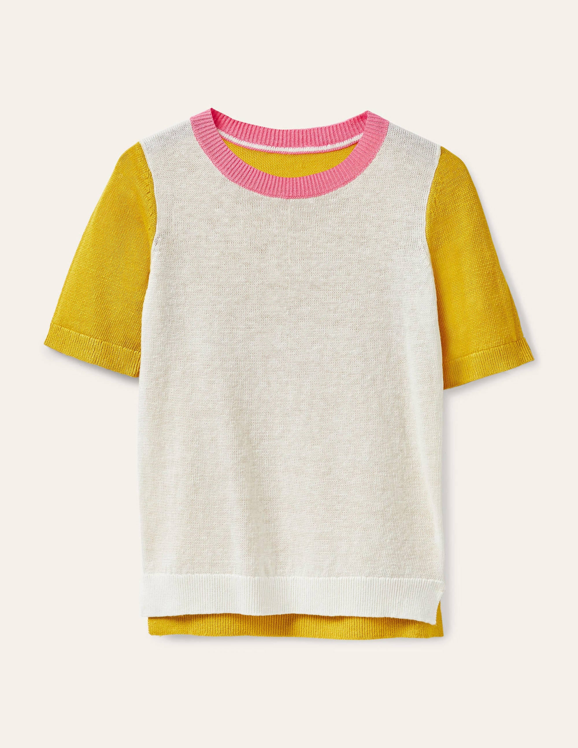 Askerton Linen Knitted Tee-Daffodil Colourblock - Image 6