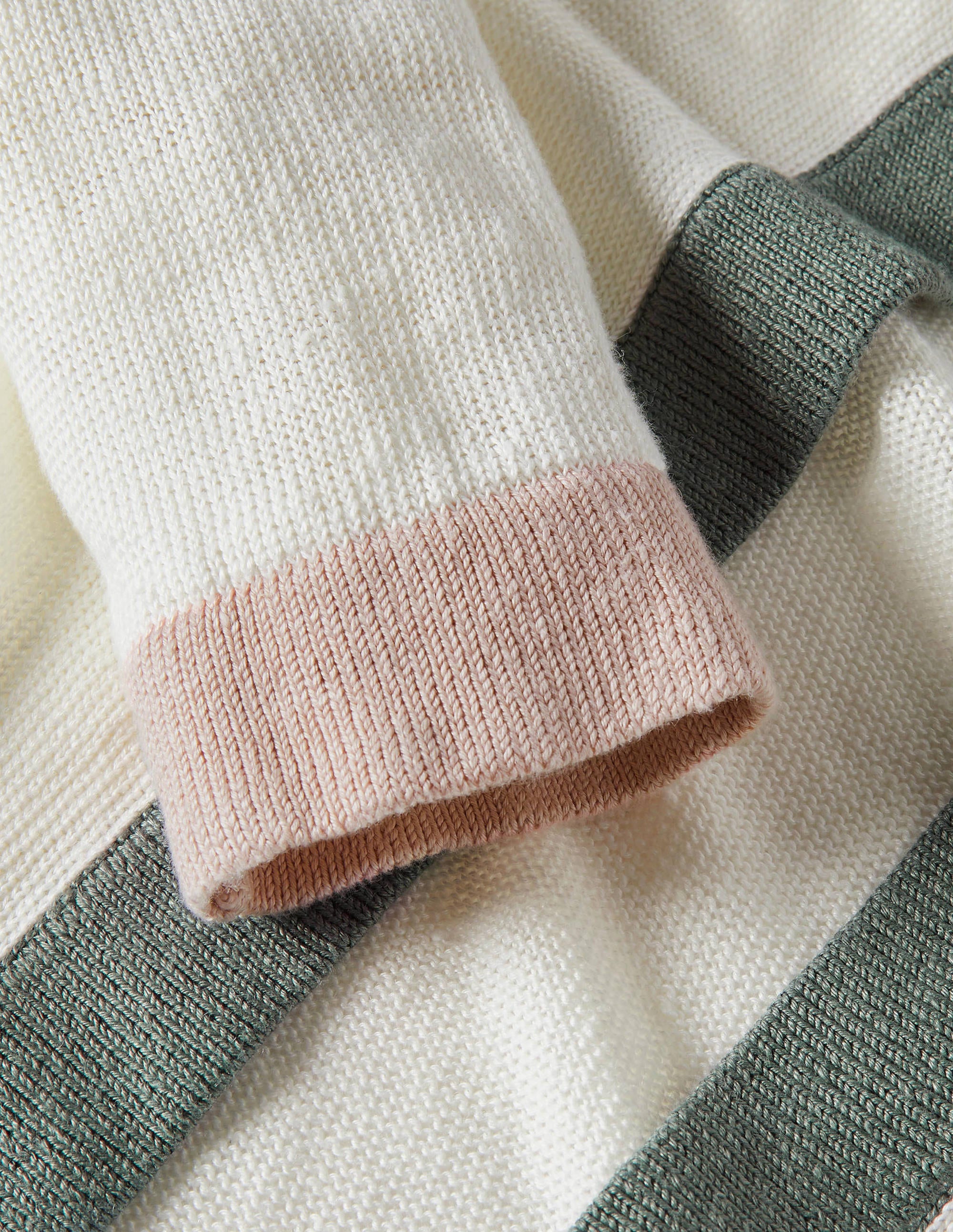 Stripe Trim Linen Cardigan-Ivory Colourblock - Image 6