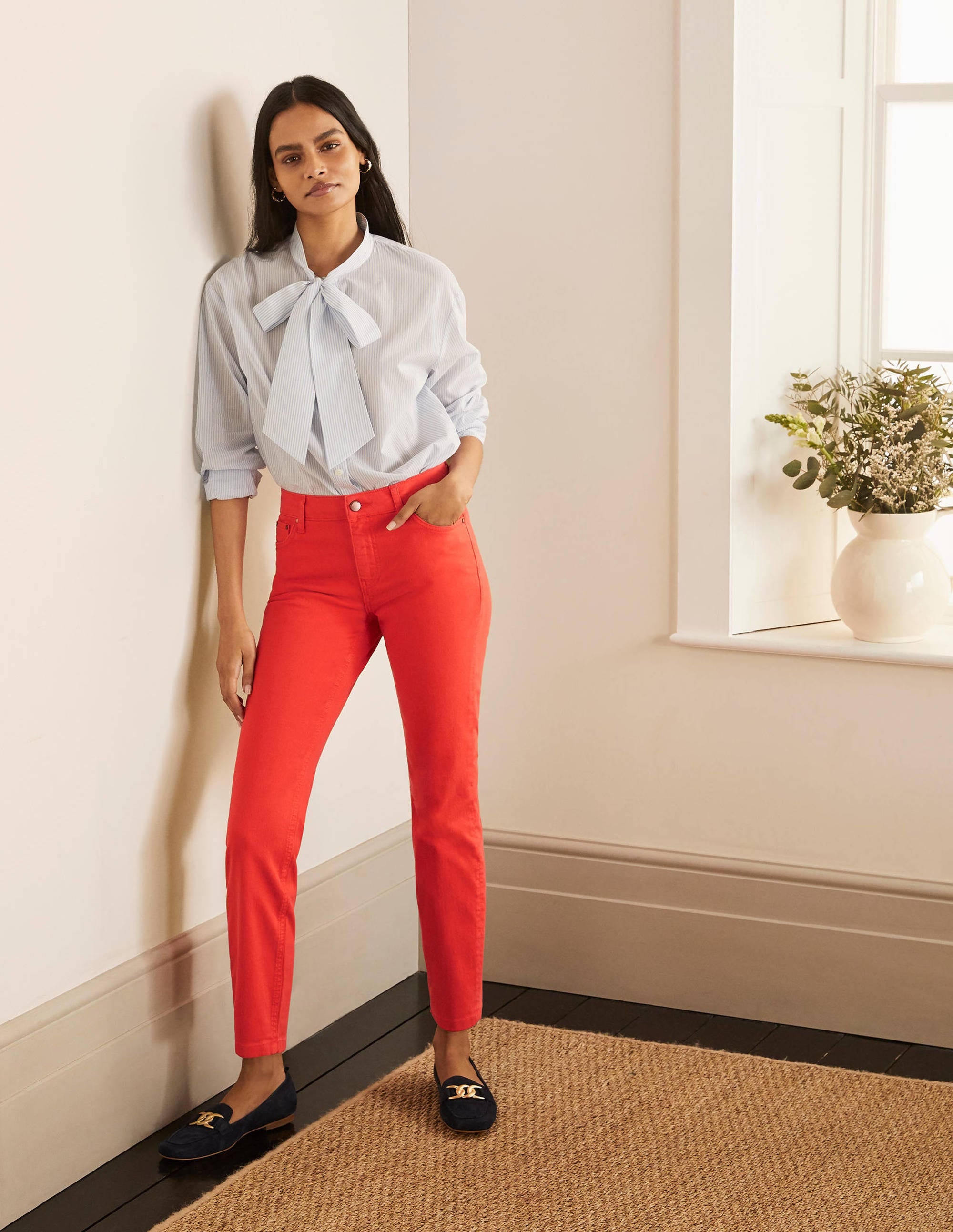 Slim Straight Ankle Skimmers-Cherry Red - Image 5