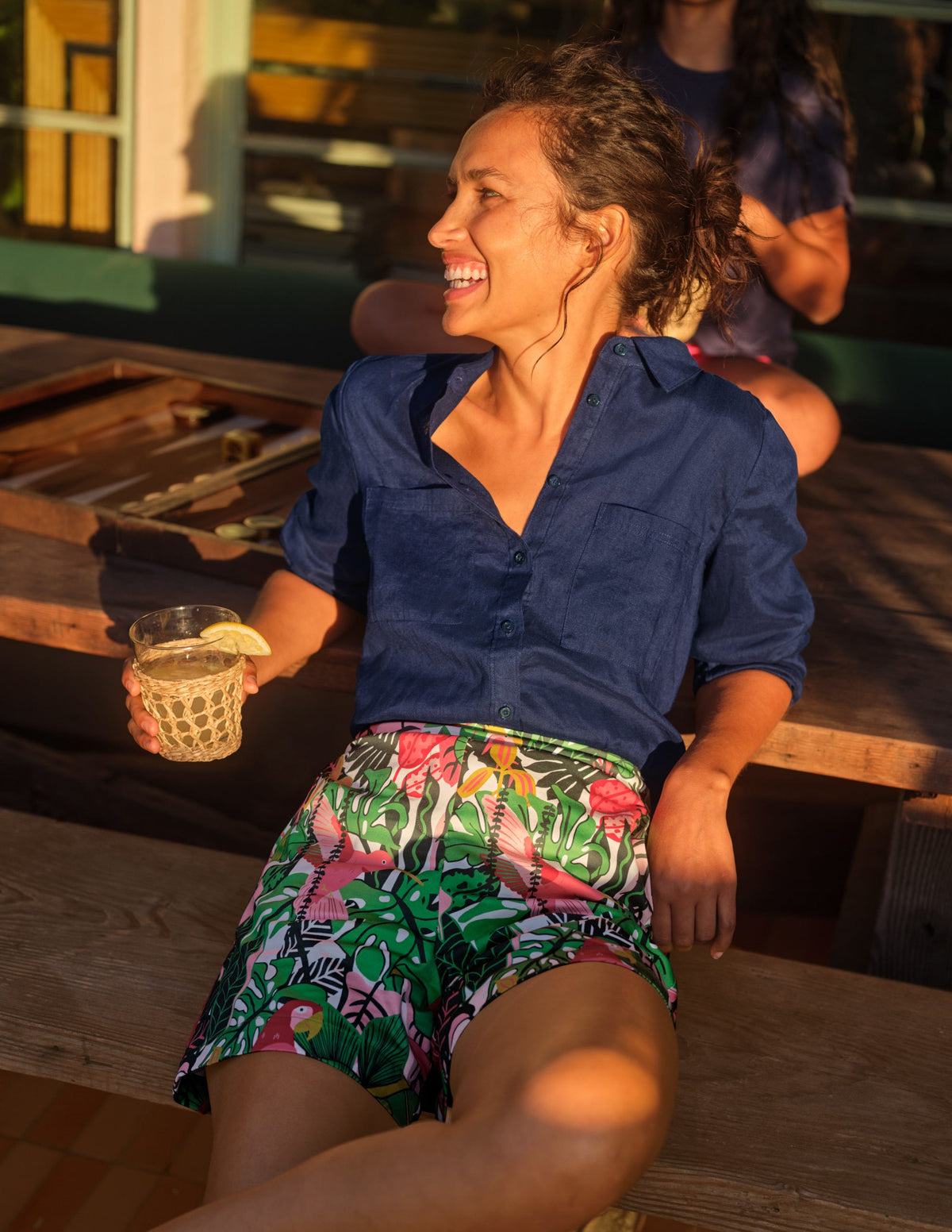 Pull On Shorts-Palm Leaf, Paradise Jungle-6