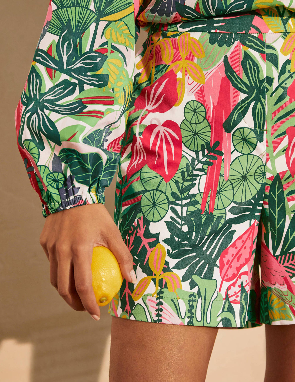 Pull On Shorts-Palm Leaf, Paradise Jungle - Image 3