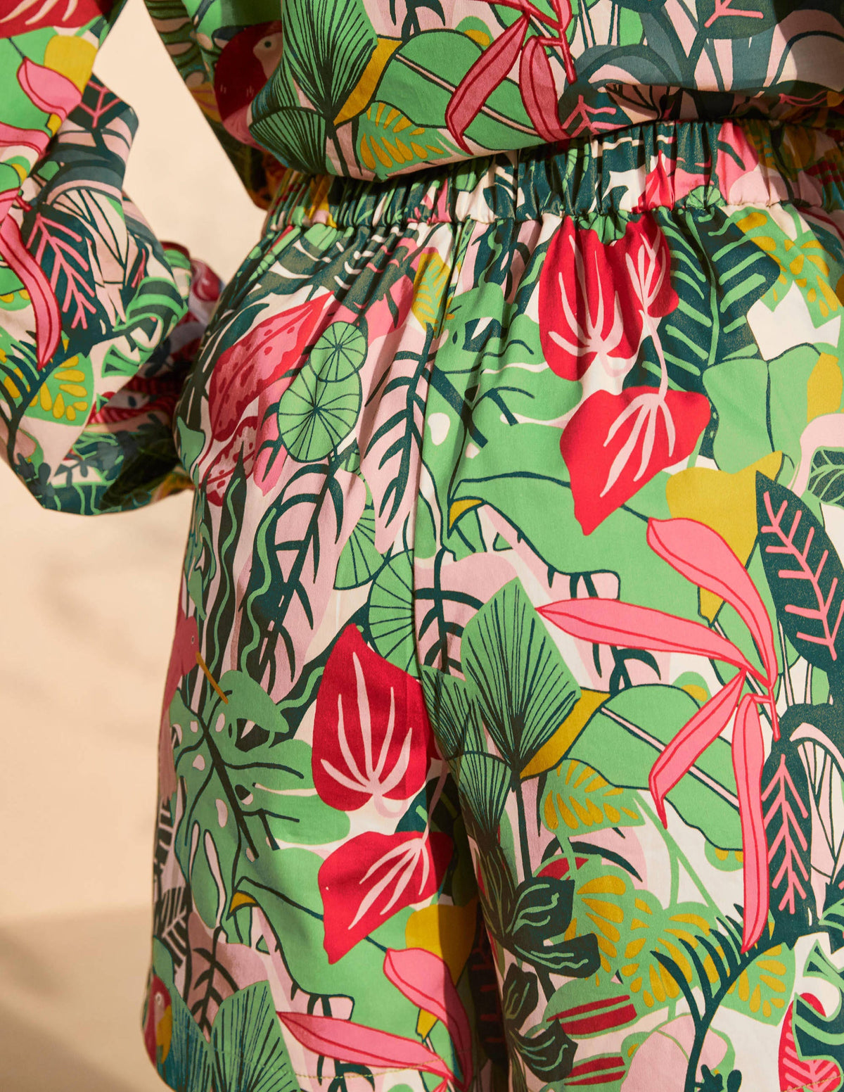 Pull On Shorts-Palm Leaf, Paradise Jungle - Image 4