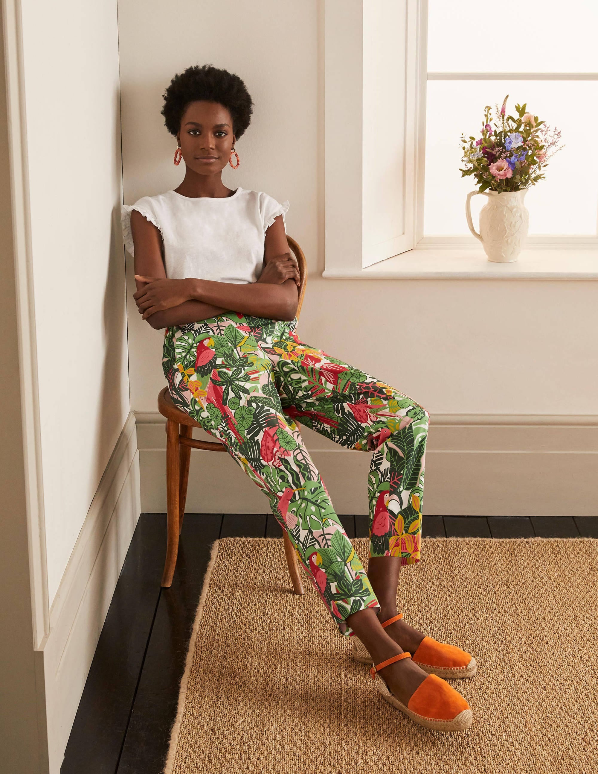 Pull On Trousers-Palm Leaf, Paradise Jungle - Image 4