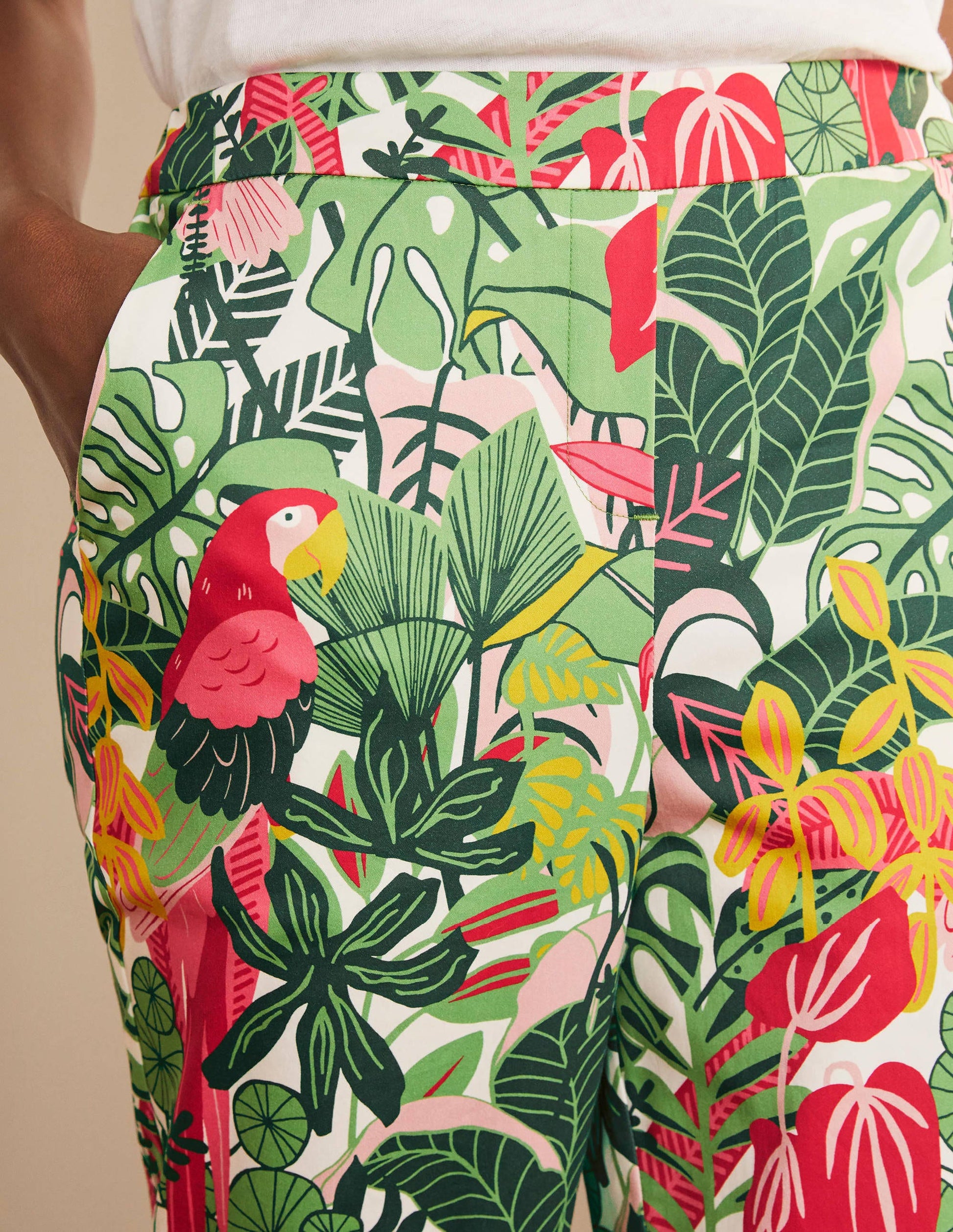 Pull On Trousers-Palm Leaf, Paradise Jungle-3