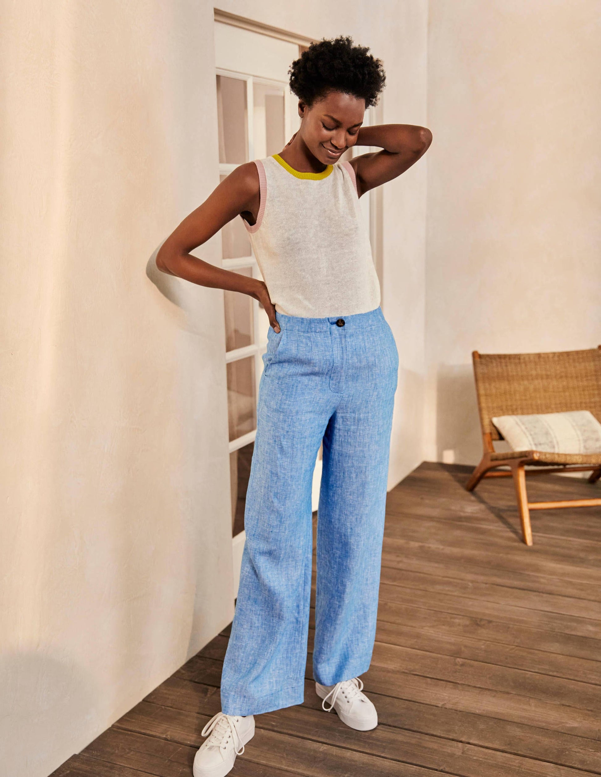 Eldon Linen Trousers-Morrocan Blue Tonic-6