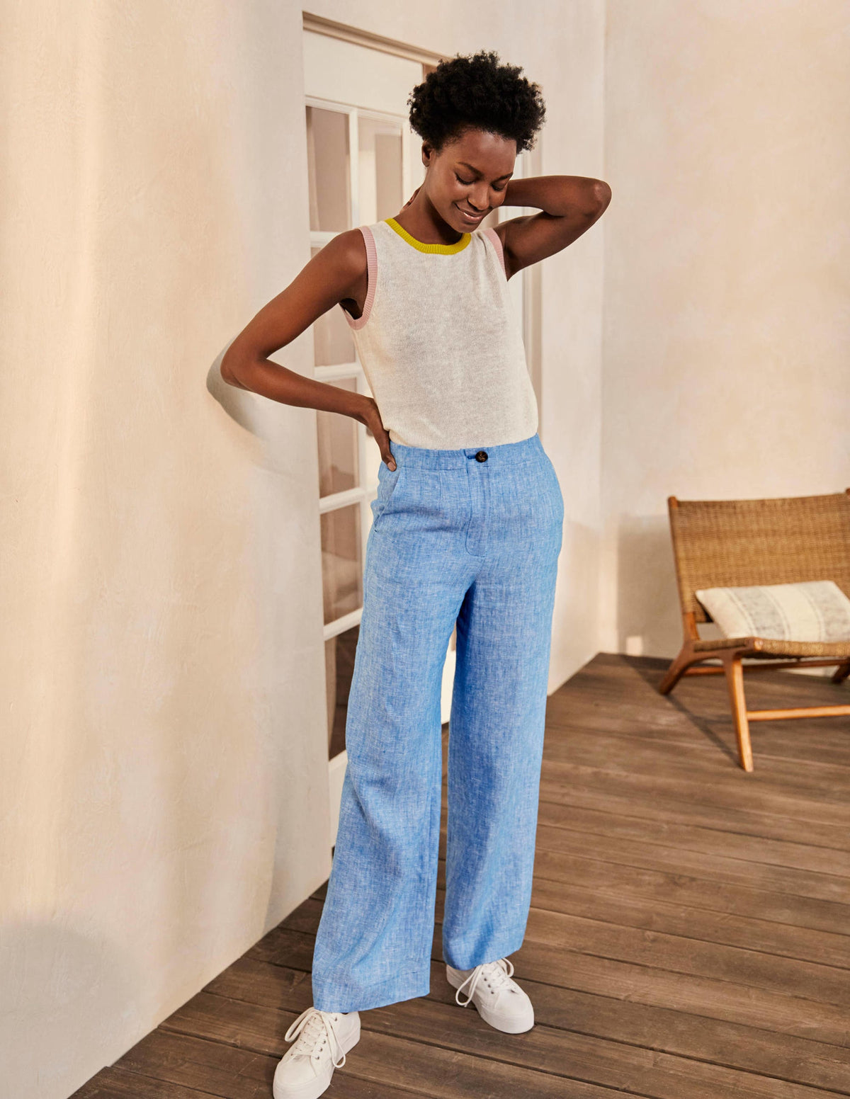 Eldon Linen Trousers-Morrocan Blue Tonic-1