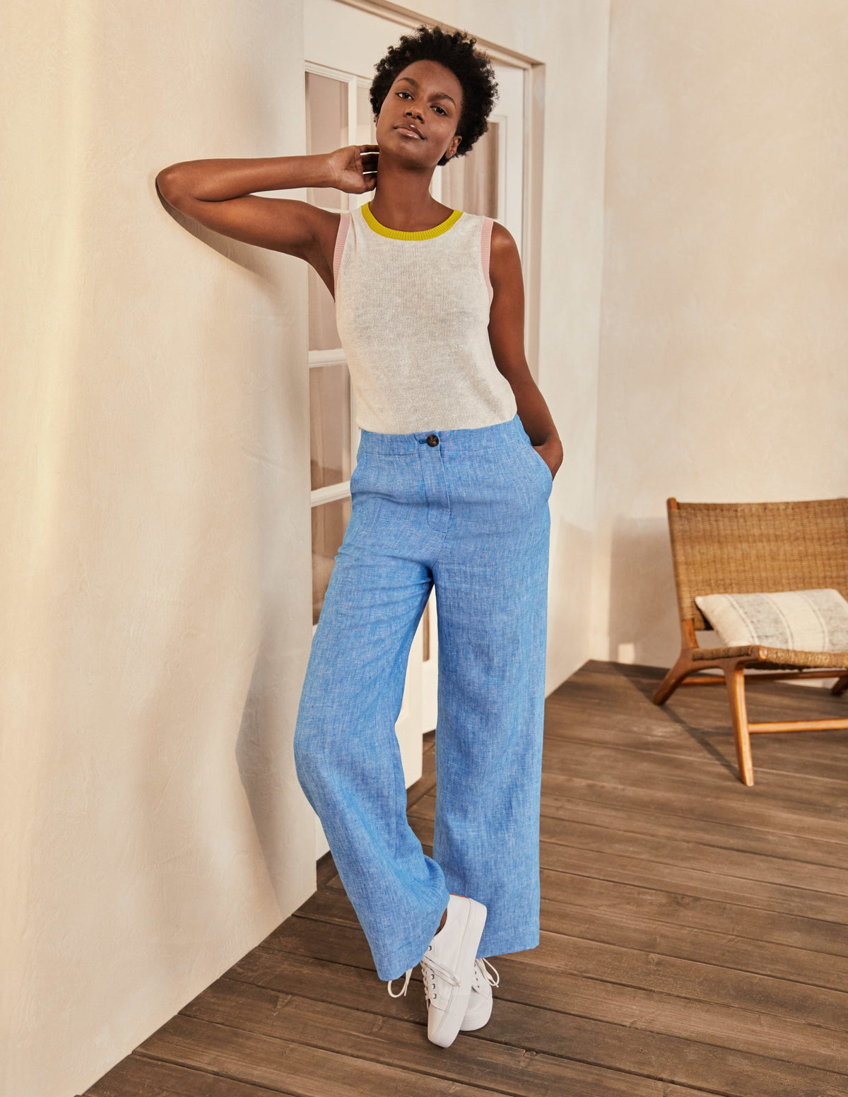 Eldon Linen Trousers-Morrocan Blue Tonic-5