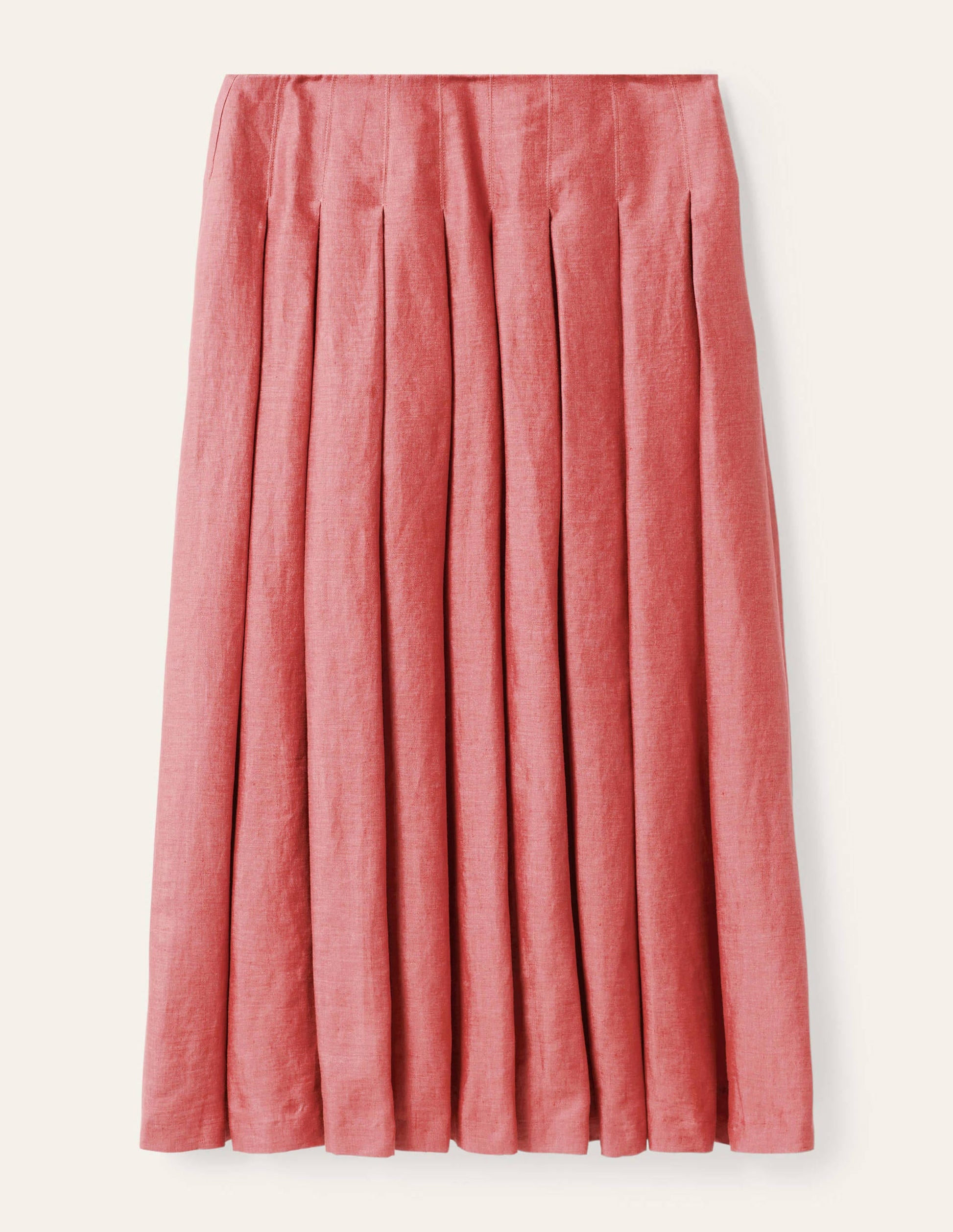 Lydia Linen Pleated Skirt-Dusty Red-5