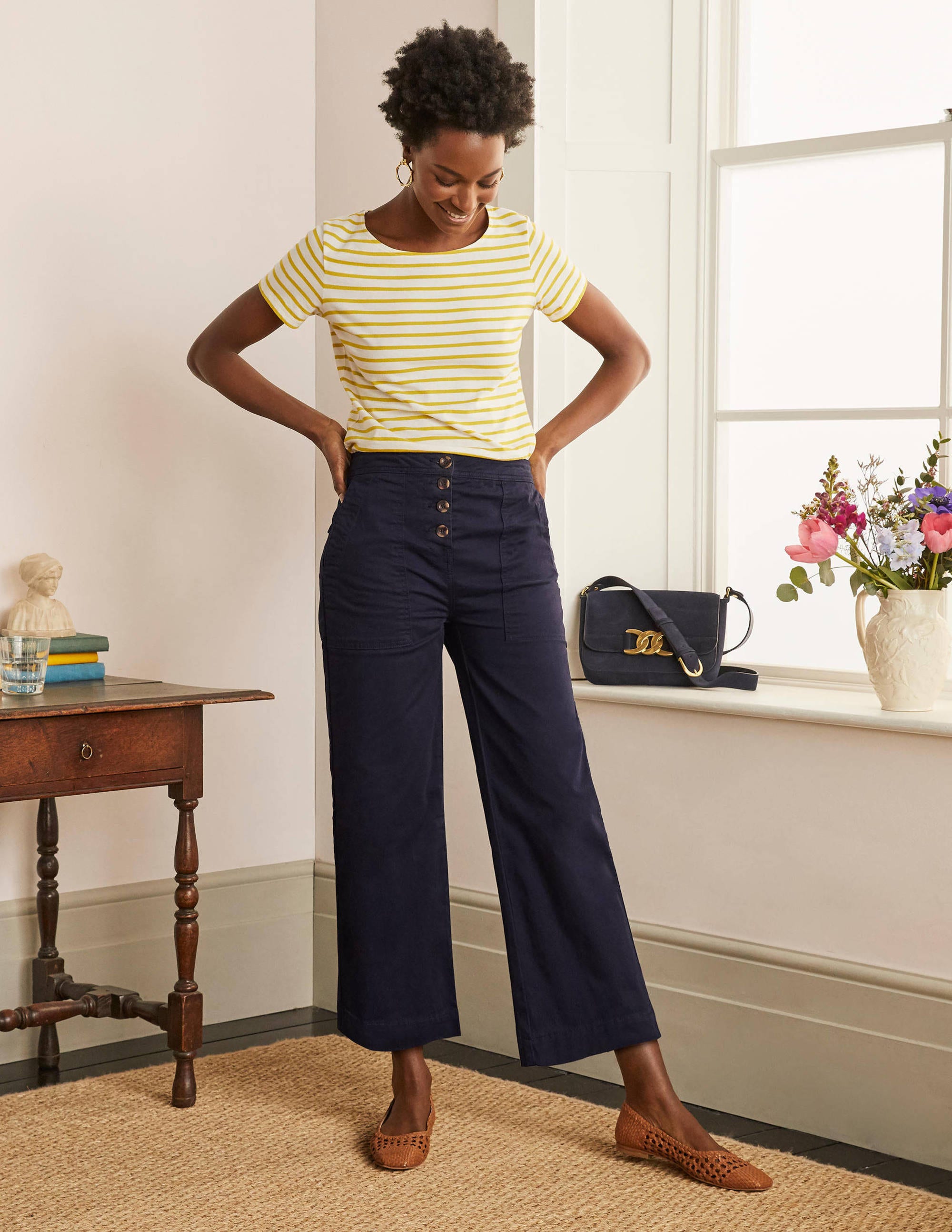 Beaufort Button Fly Trousers-Navy - Image 4