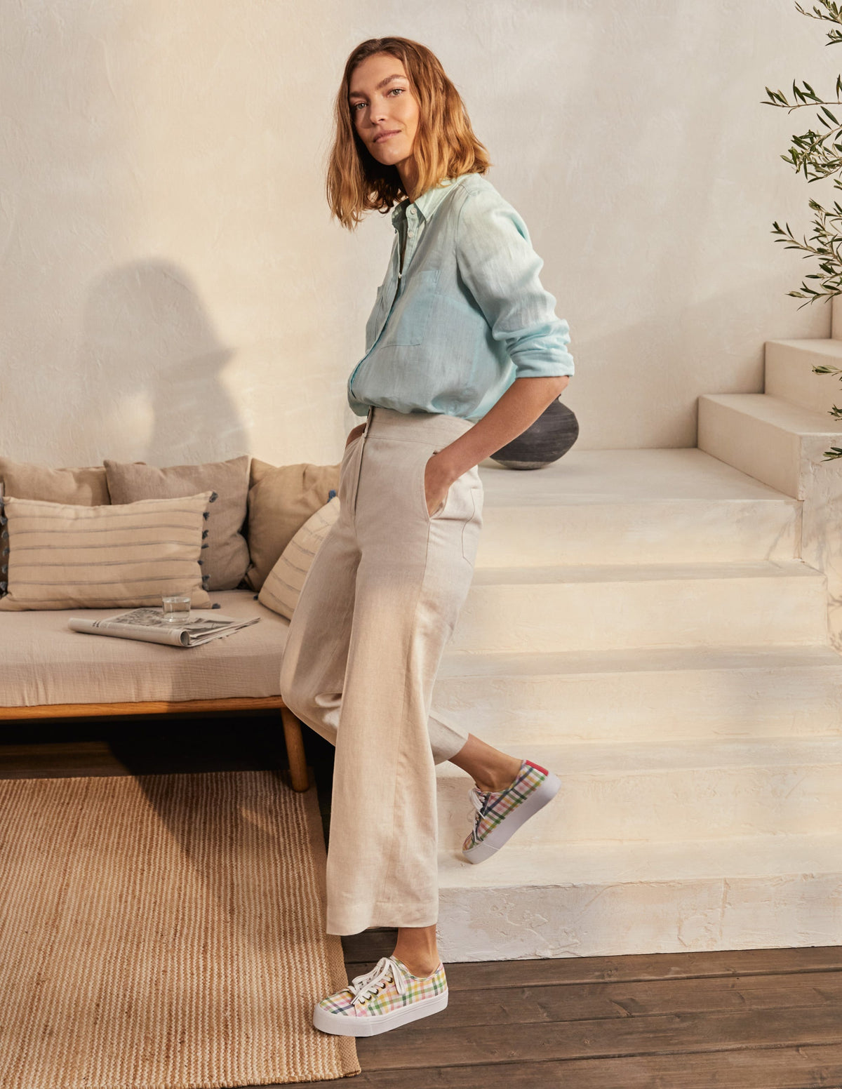 Cornwall Linen Trousers-Natural - Image 4