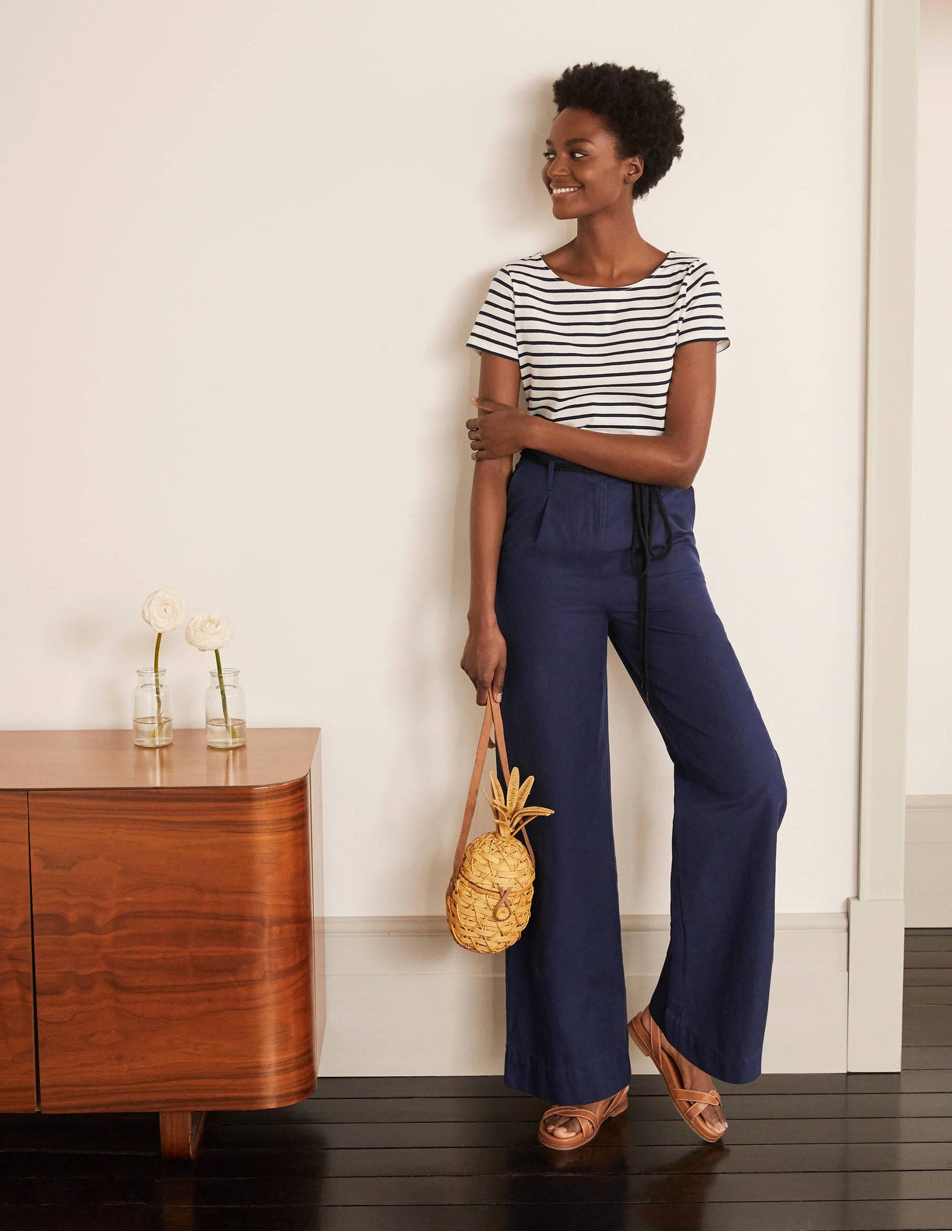 Portree Belted Trousers-Navy-5