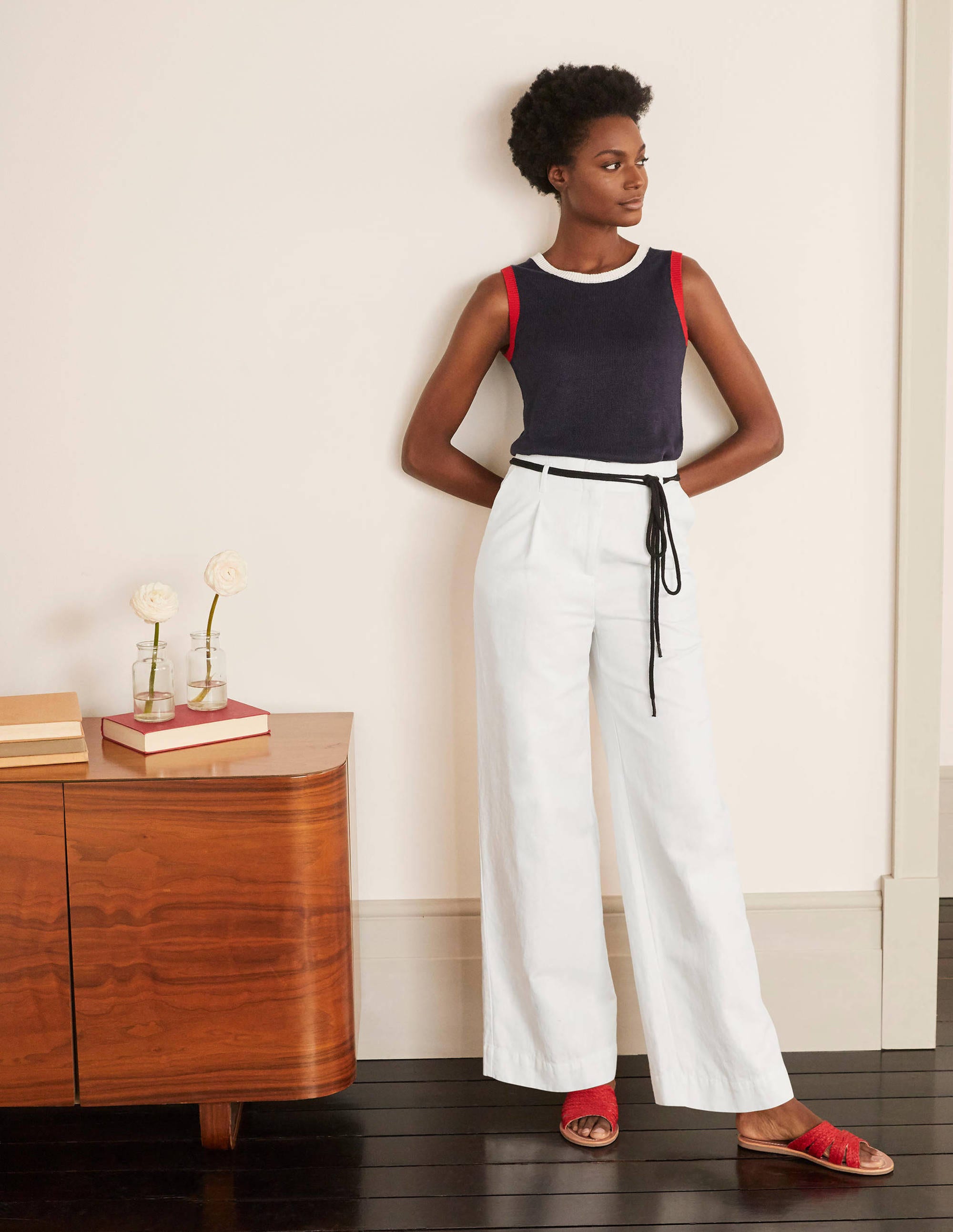 Portree Belted Trousers-White - Image 6