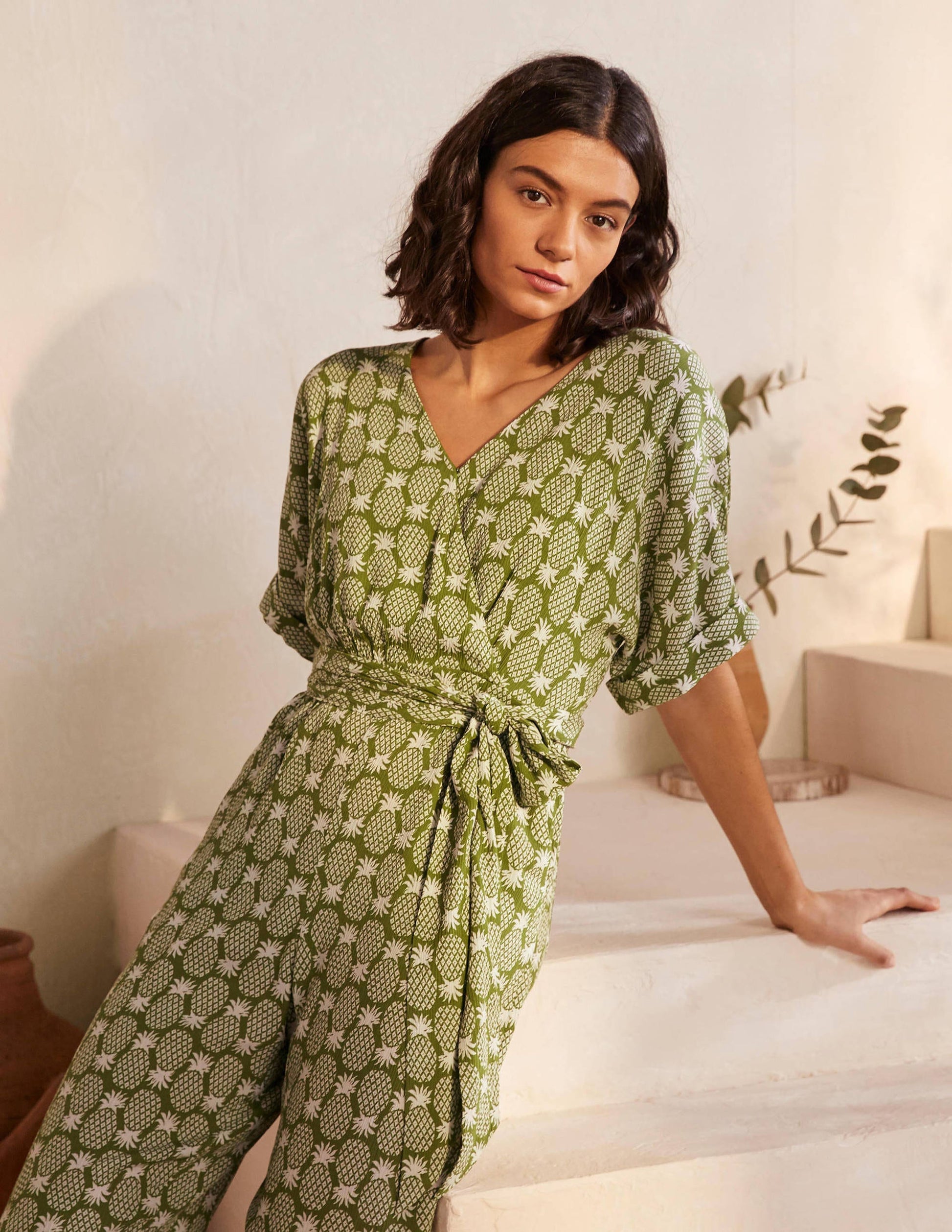 Alice Wrap Jumpsuit-Pea Pineapple Geo-4