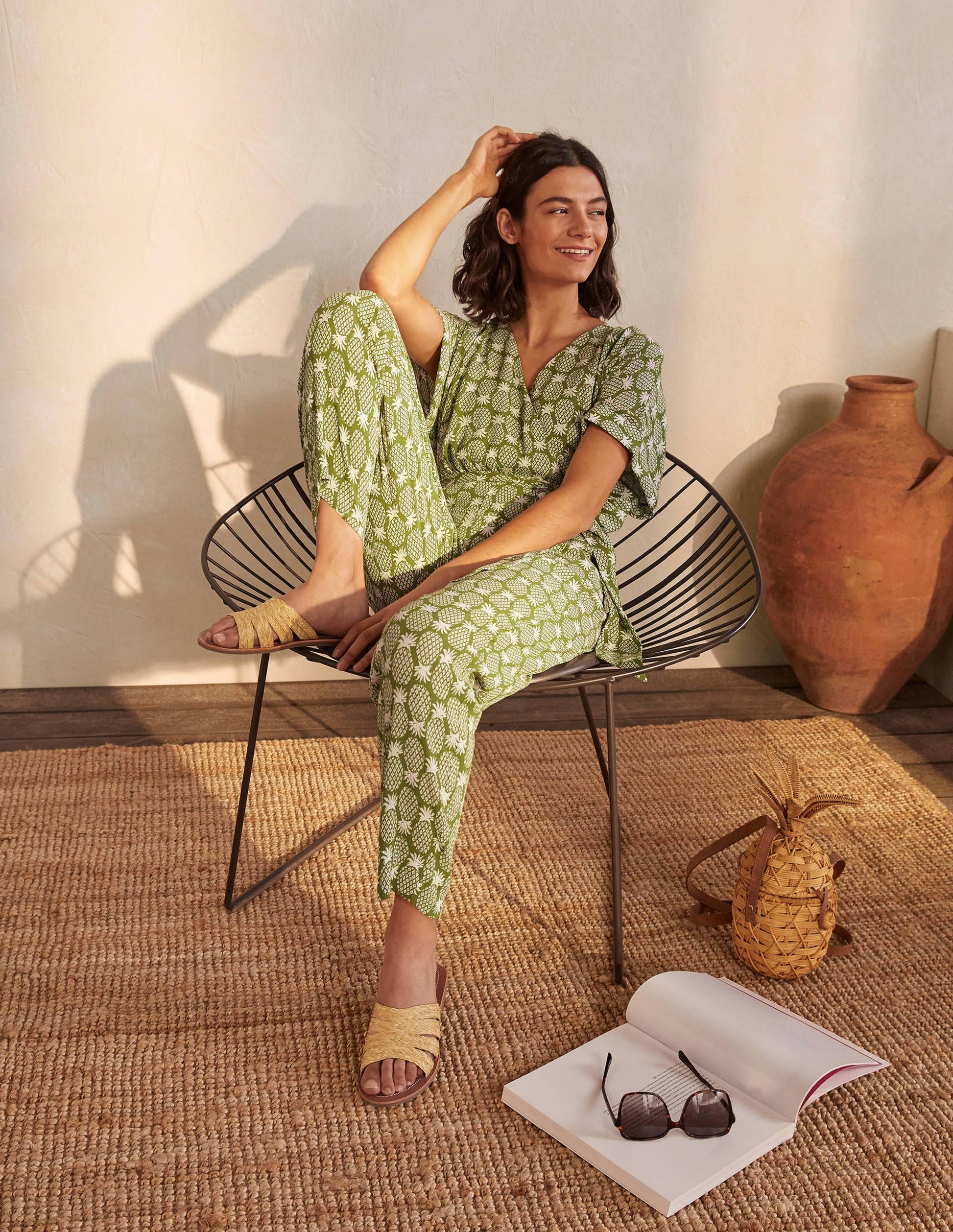 Alice Wrap Jumpsuit-Pea Pineapple Geo-3