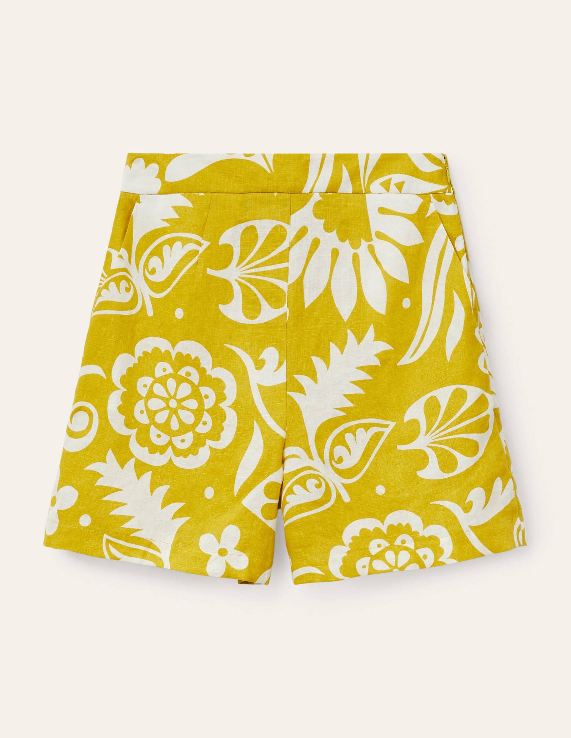 Georgina Linen Shorts-Chartreuse, Garden Tropic-5