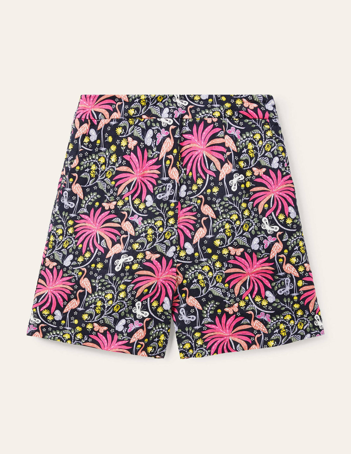 Georgina Linen Shorts-Navy, Tropical Charm - Image 6