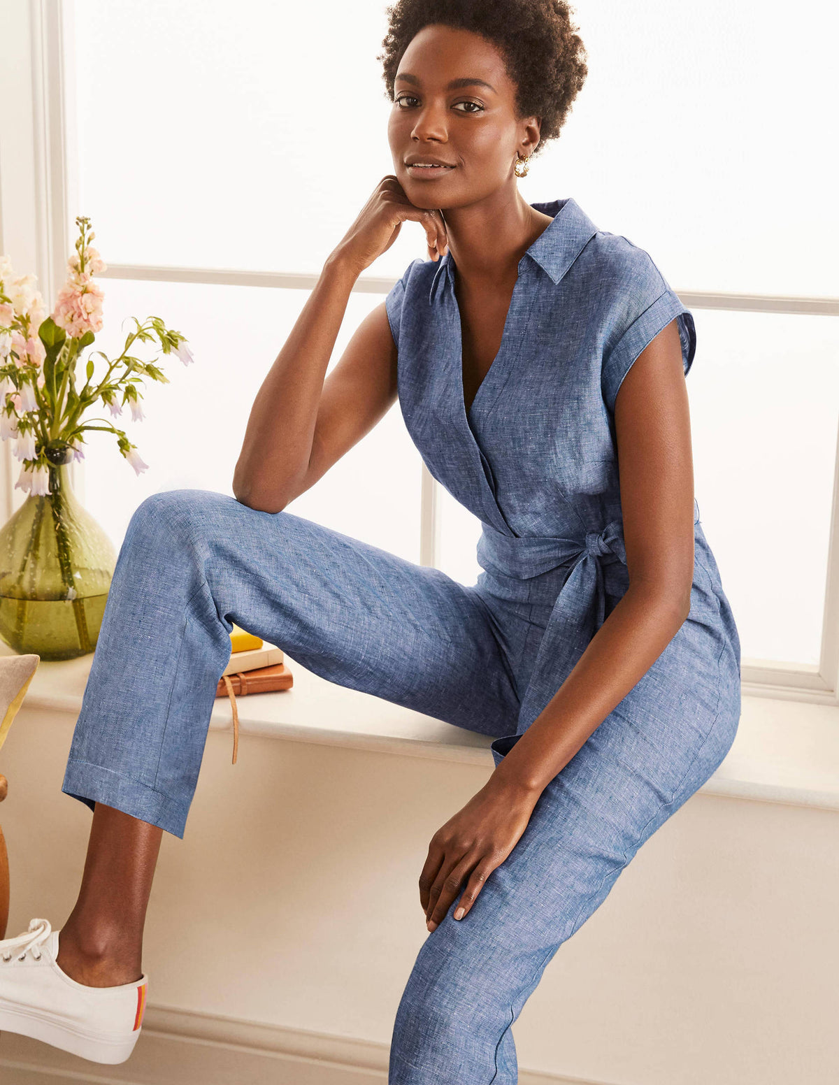 Catriona Linen Jumpsuit-Authentic Blue - Chambray-1