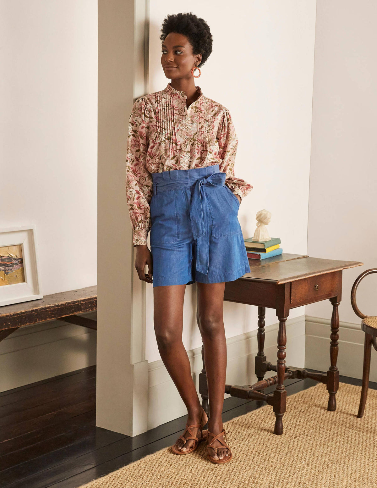 Elgin Paperbag Shorts-Chambray-4