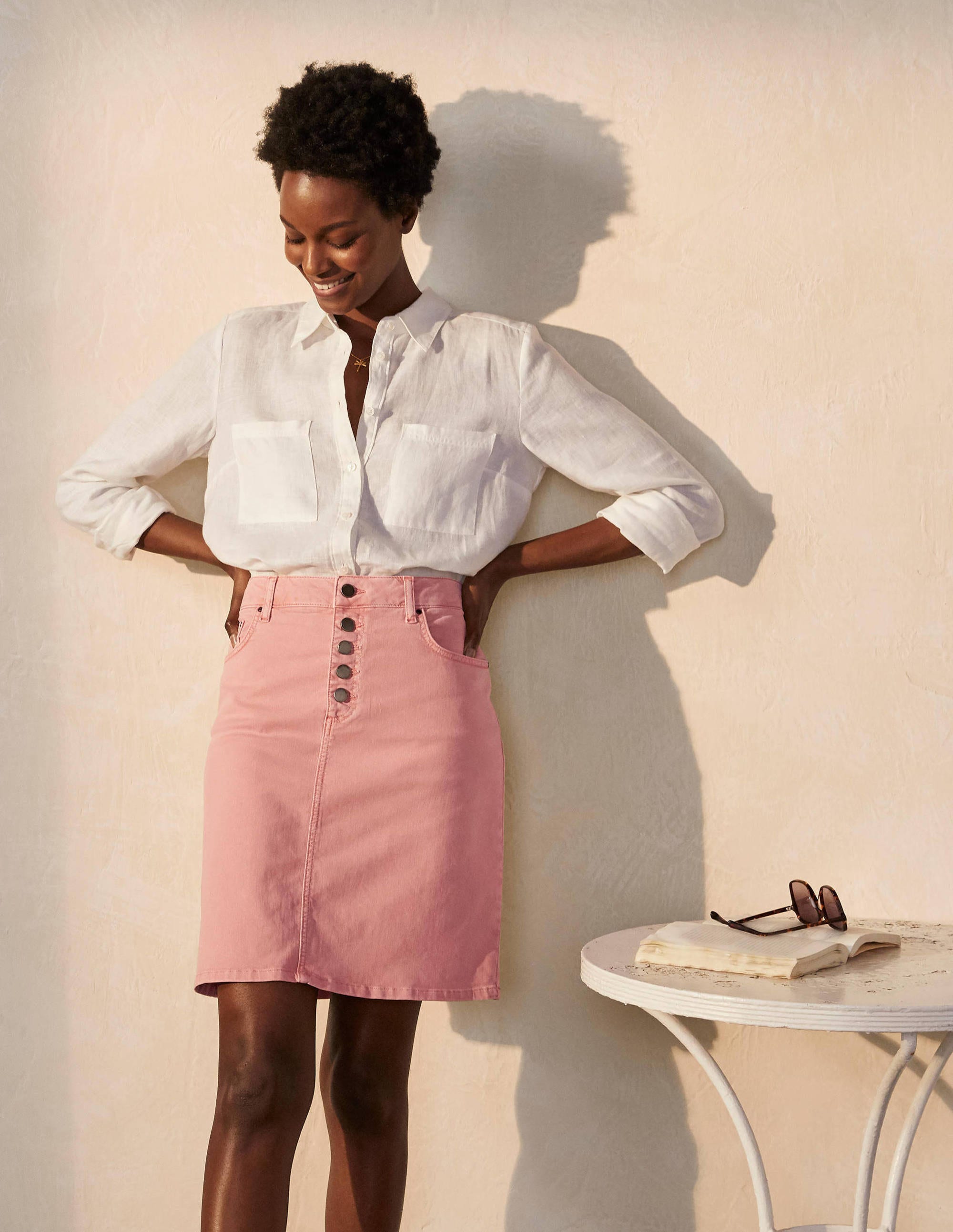 Amelie Girlfriend Skirt-Pale Pink Wash - Image 4