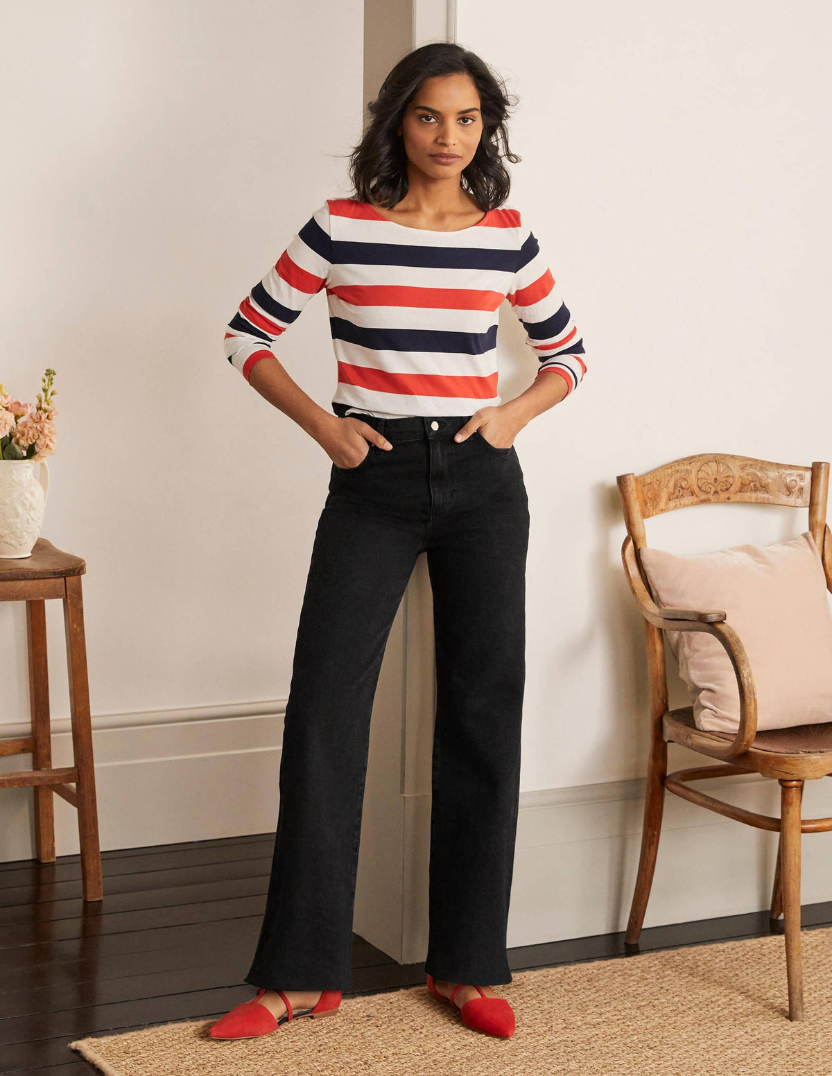Relaxed Wide Leg Jean-Black - Image 5