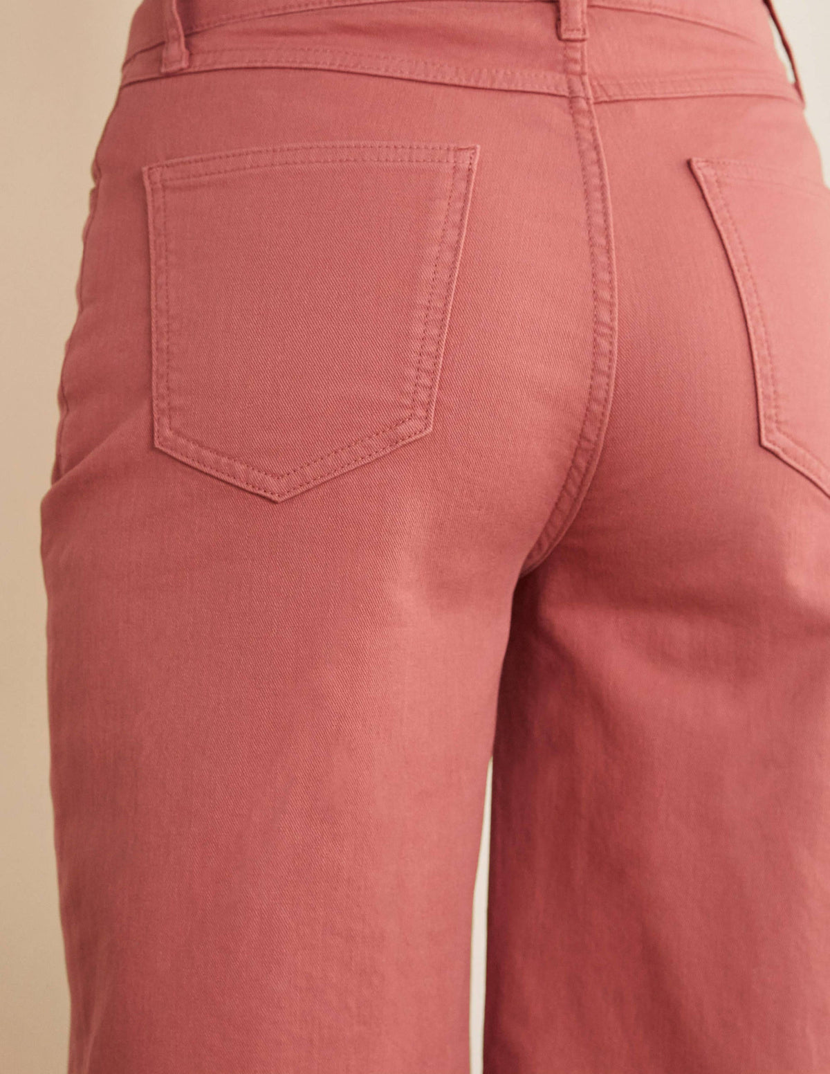Horn Button Wide Leg Jeans-Dusty Red-4