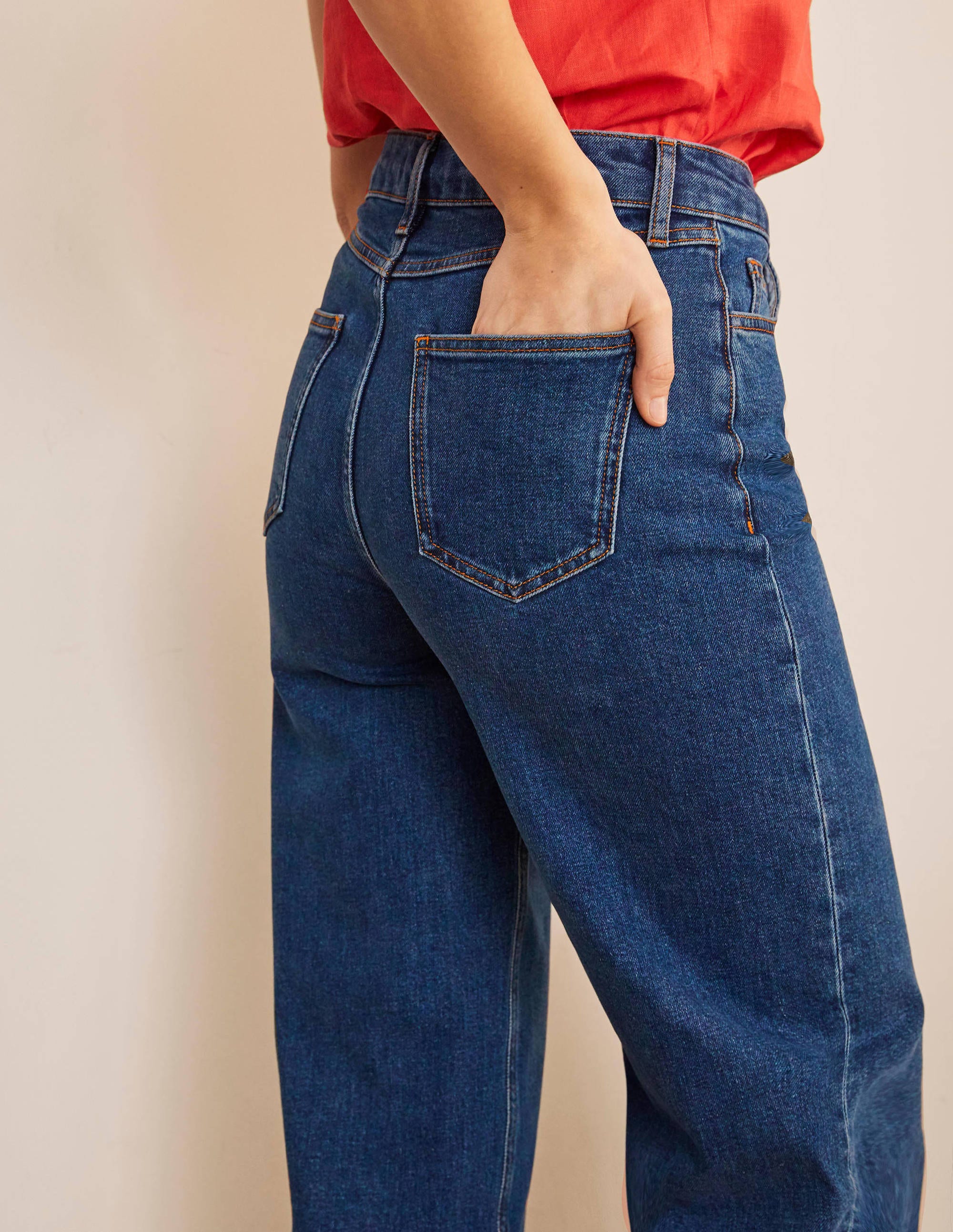 Horn Button Wide Leg Jeans-Mid Vintage Denim - Image 4